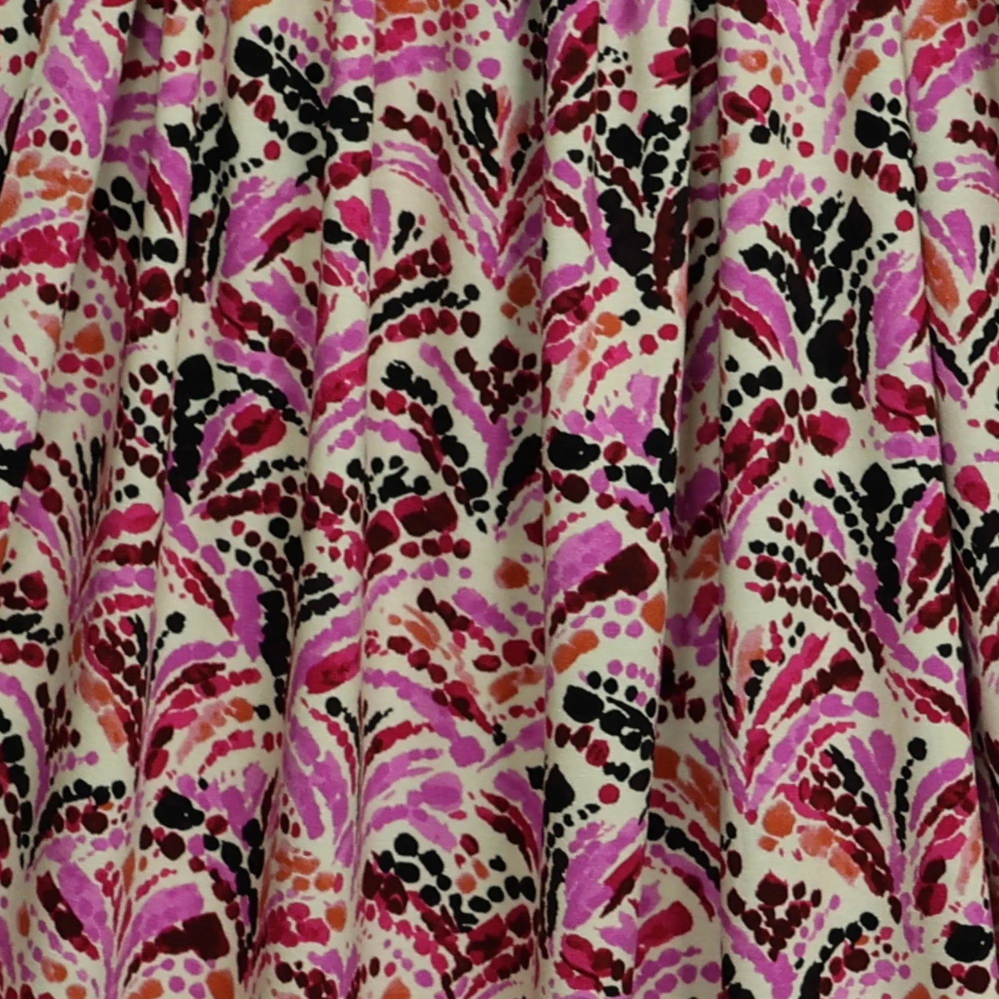 Viscosetricot wit met gekleurde waaiers