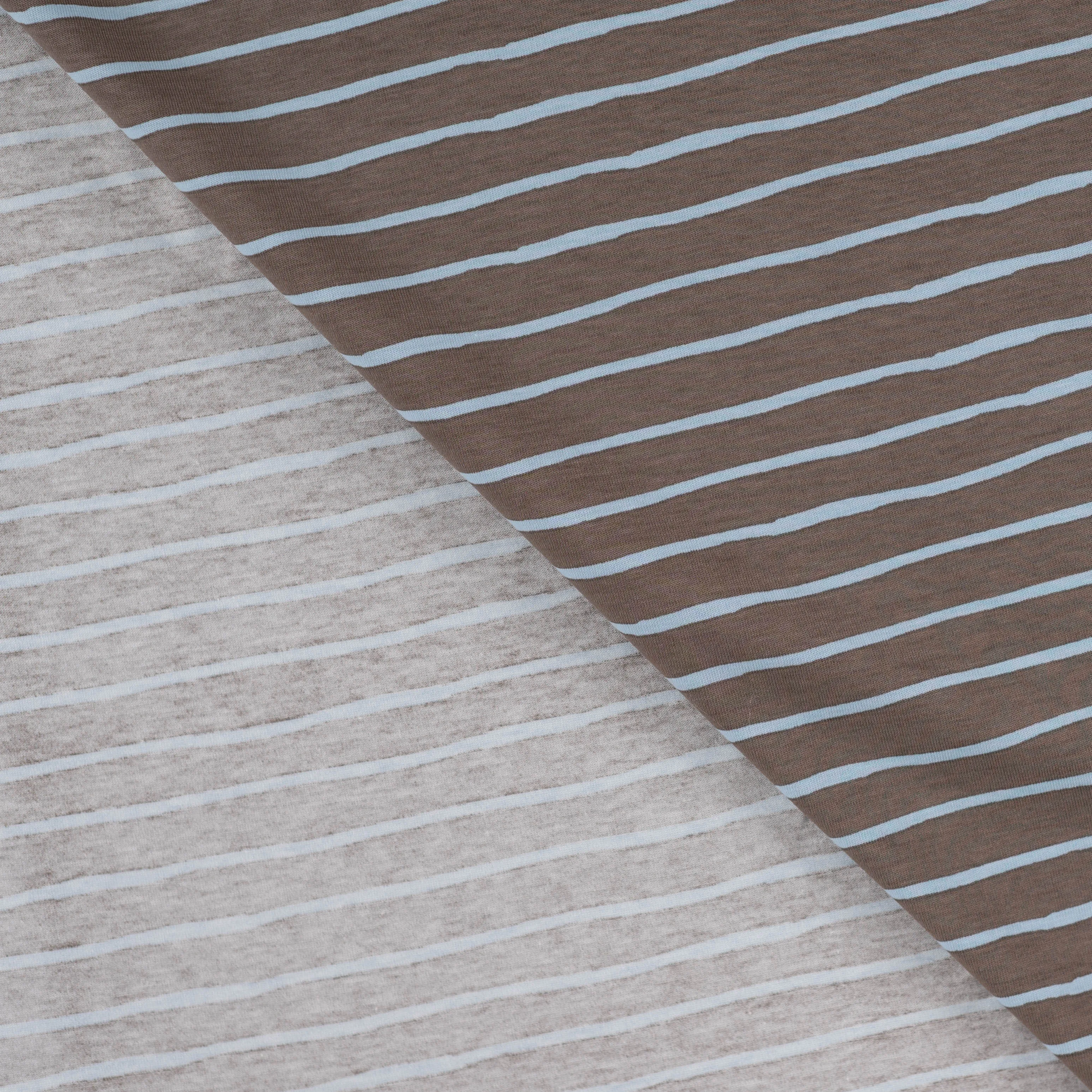 Katoen tricot bruin met blauwe strepen - Qjutie & the Qjutest