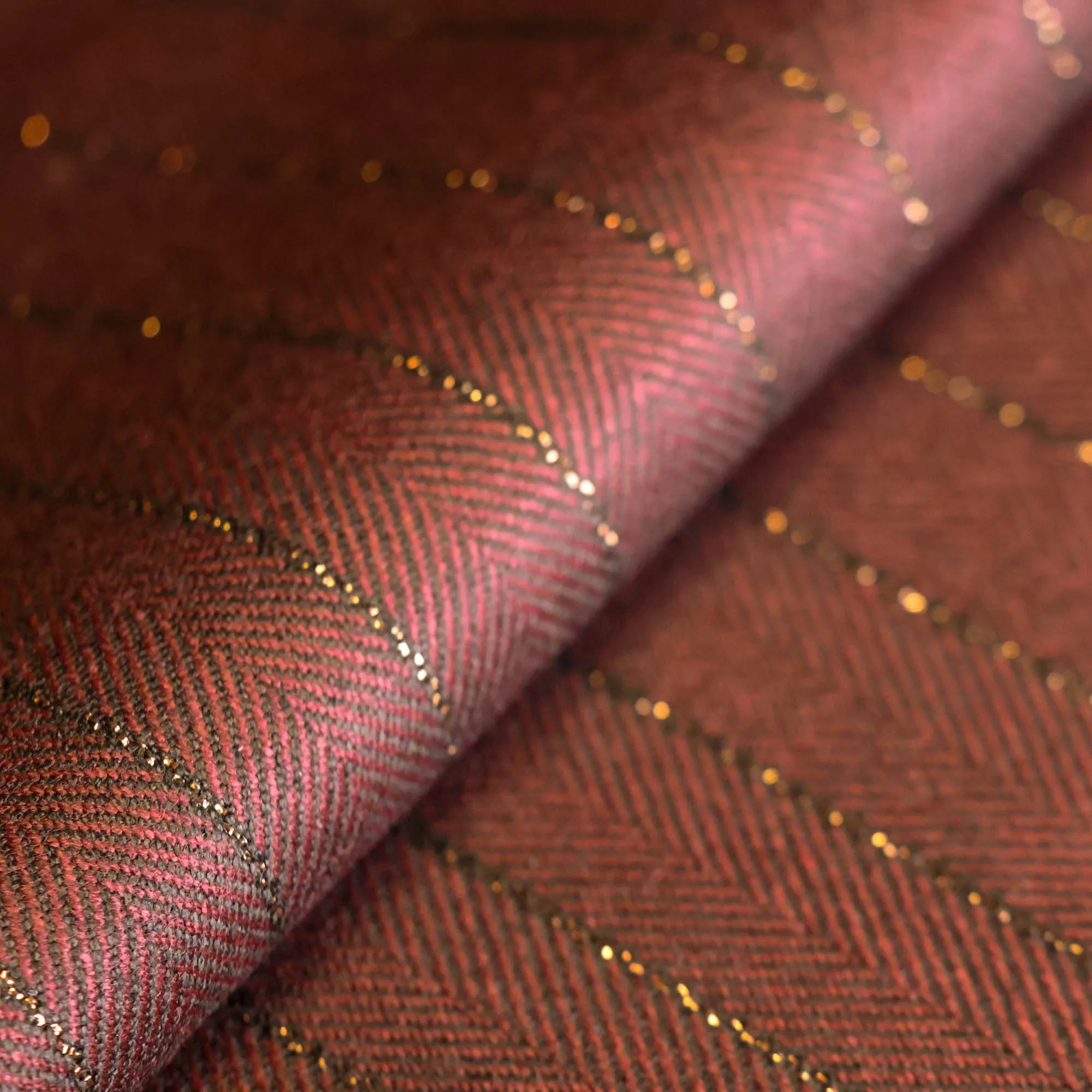 Polyester mengeling bordeaux met glitter strepen - A La Ville