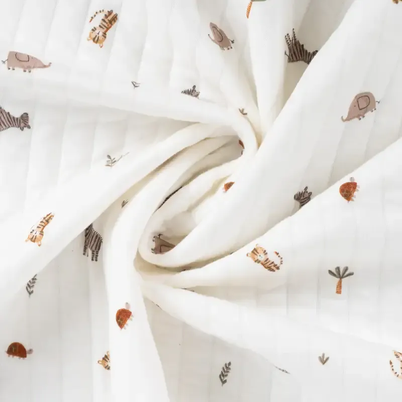 Quilted jacquard ecru met dieren - Qjutie