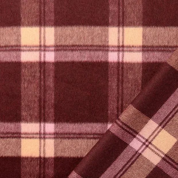 Mantelwol bordeaux geruit