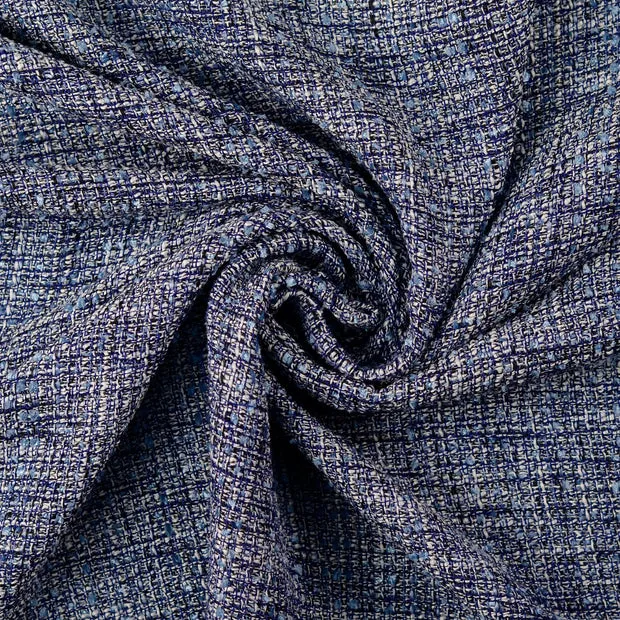 Chanel bouclé marineblauw met fijne ruiten