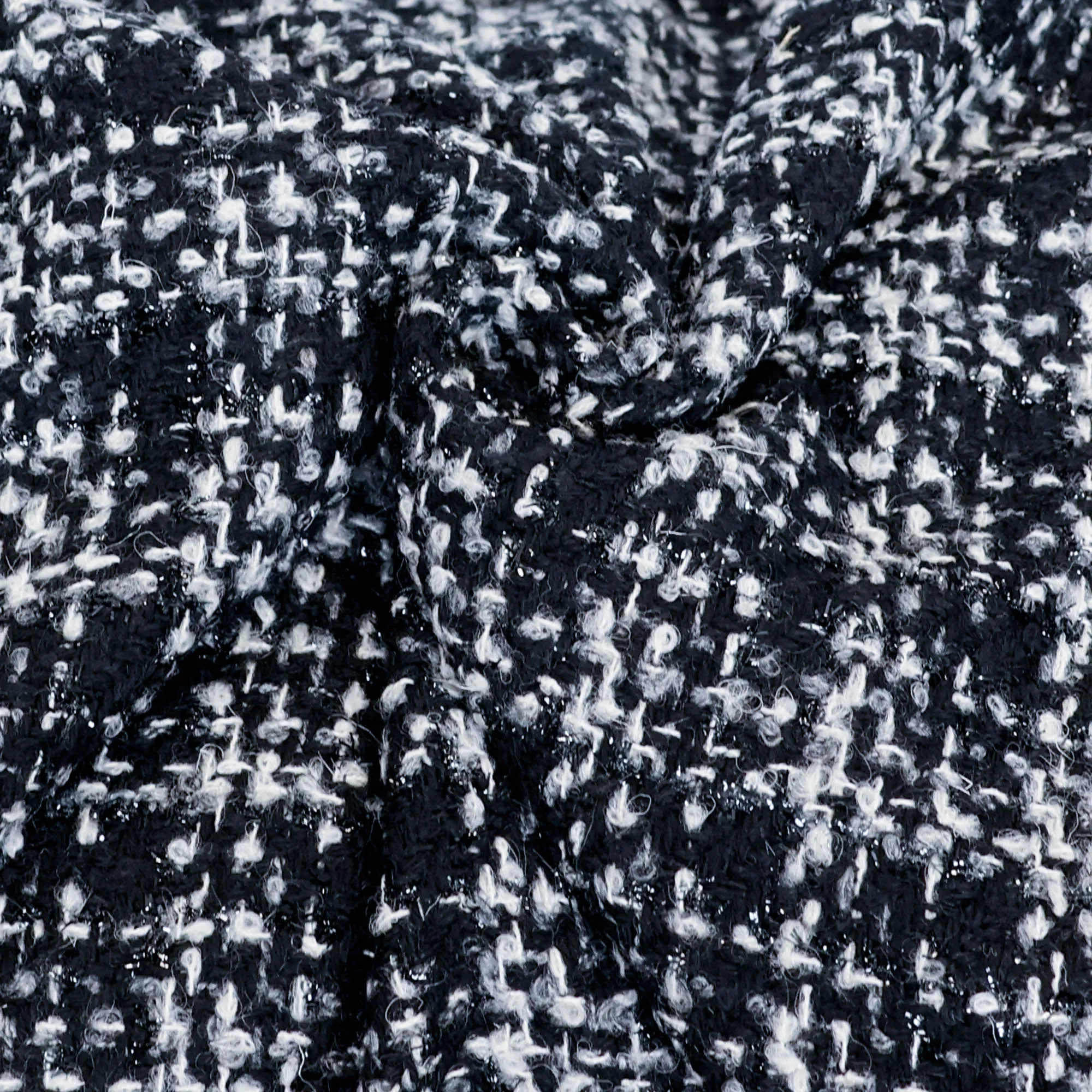 Chanel bouclé zwart grijs geruit