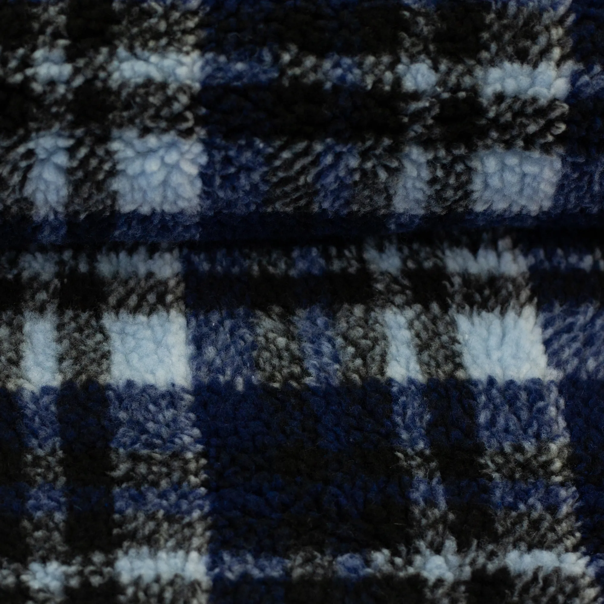 Mantelstof teddy blauw geruit