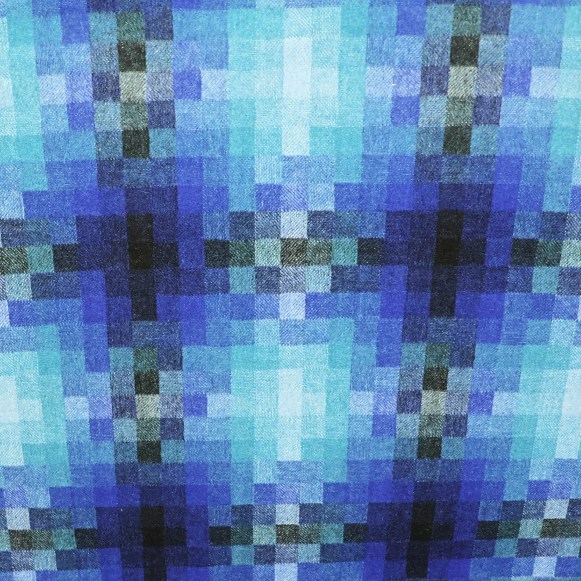 Mantelstof blauw ruit