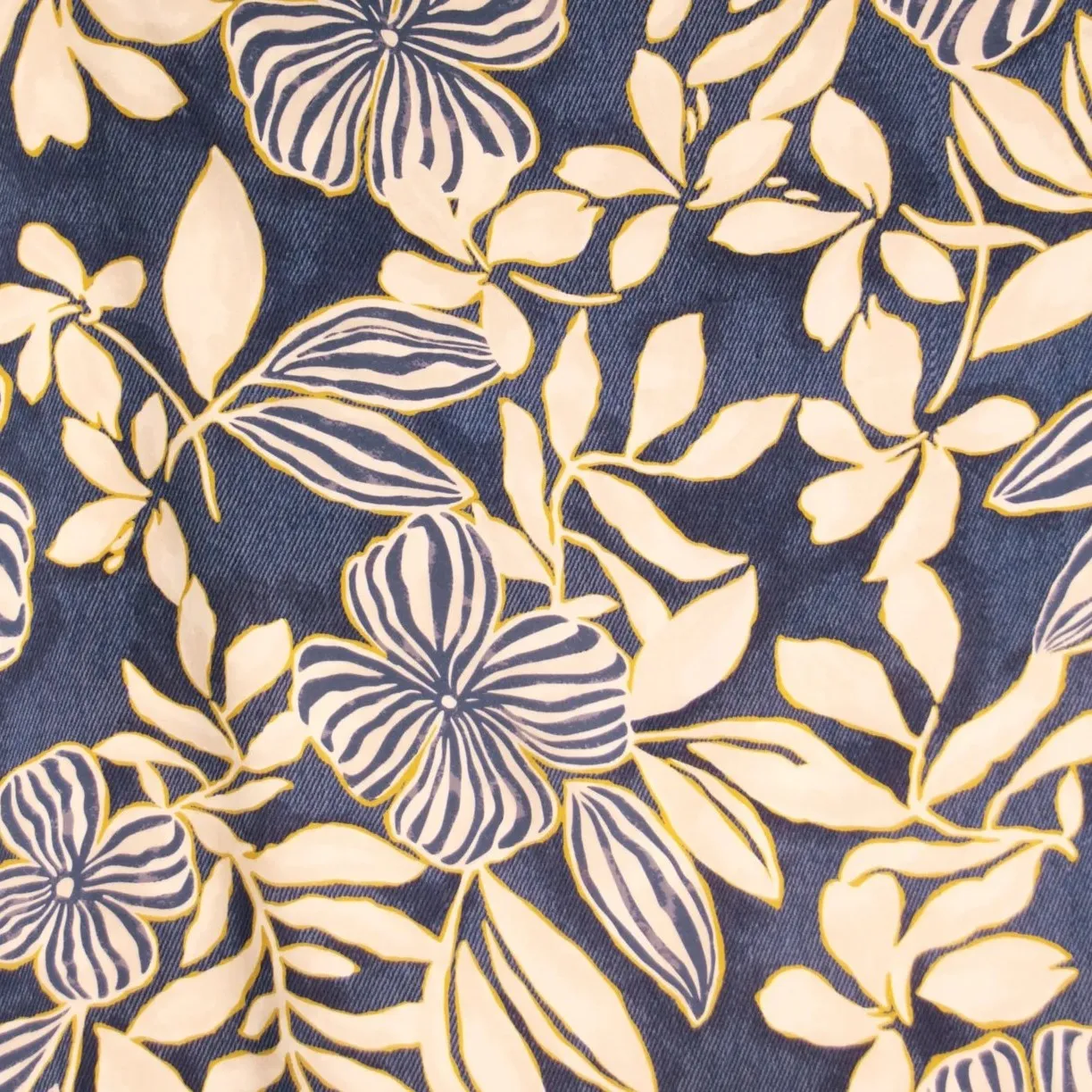 Jeansblauw met beige bloemenprint  - Atelier Jupe