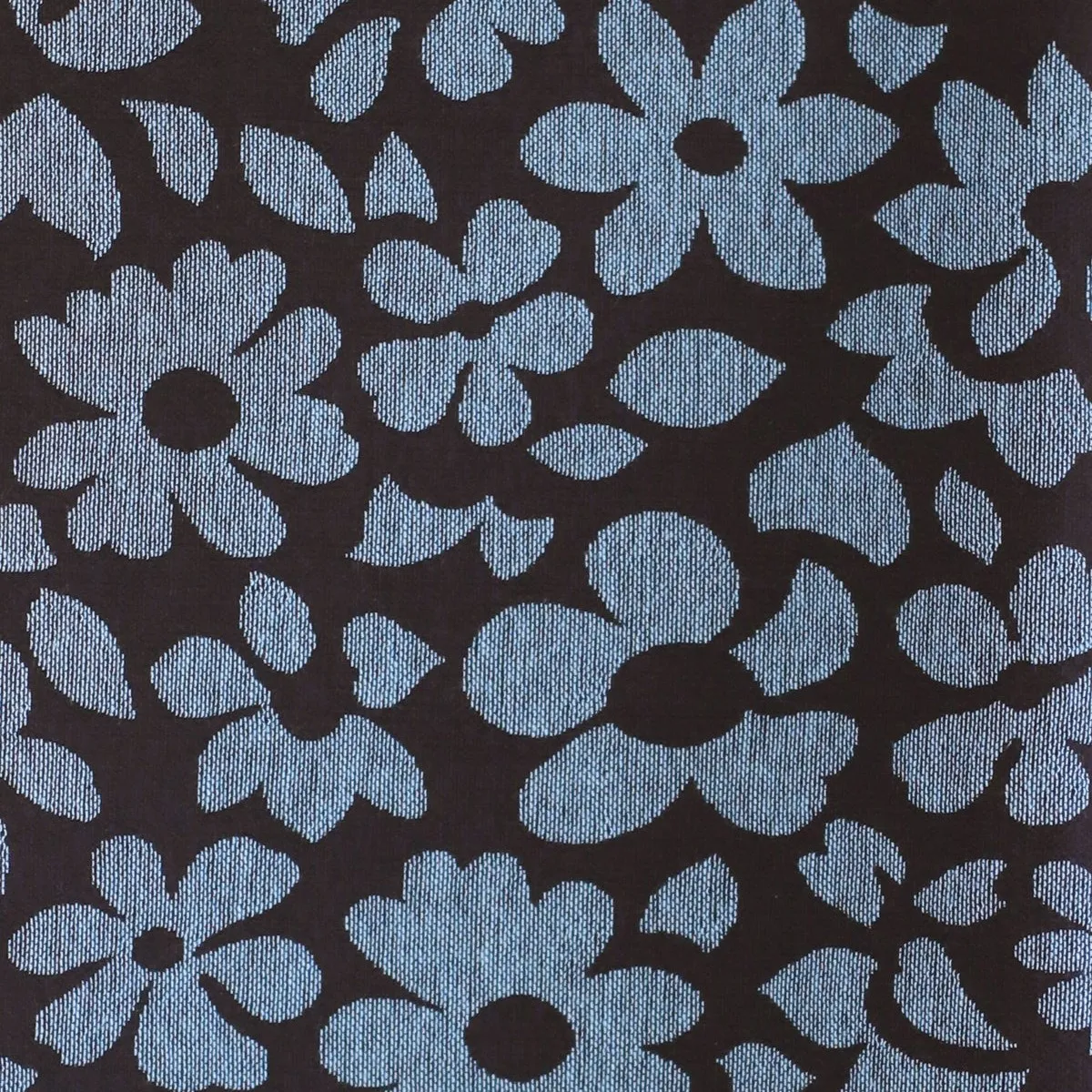 Aster Bloom Jacquard  zwart, blauwe bloem