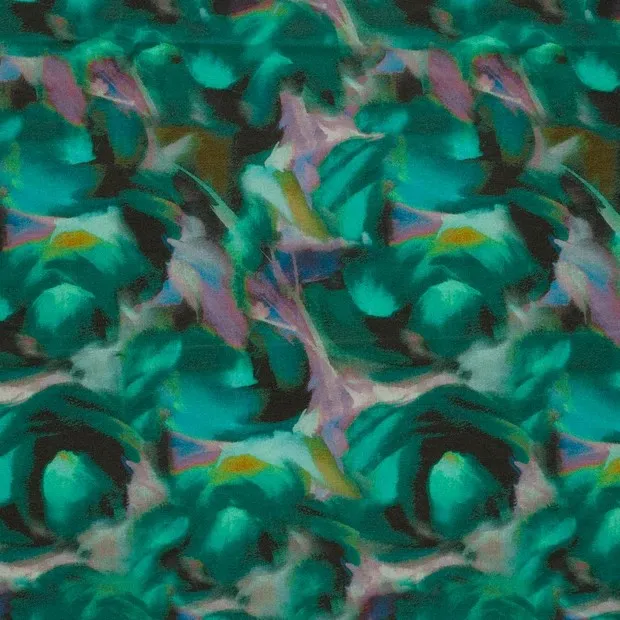 Punta di Roma stof bedrukt Abstract Turquoise