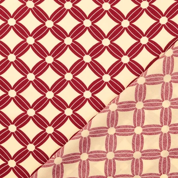 Viscose Poplin stof bedrukt Bloemen Wijnrood