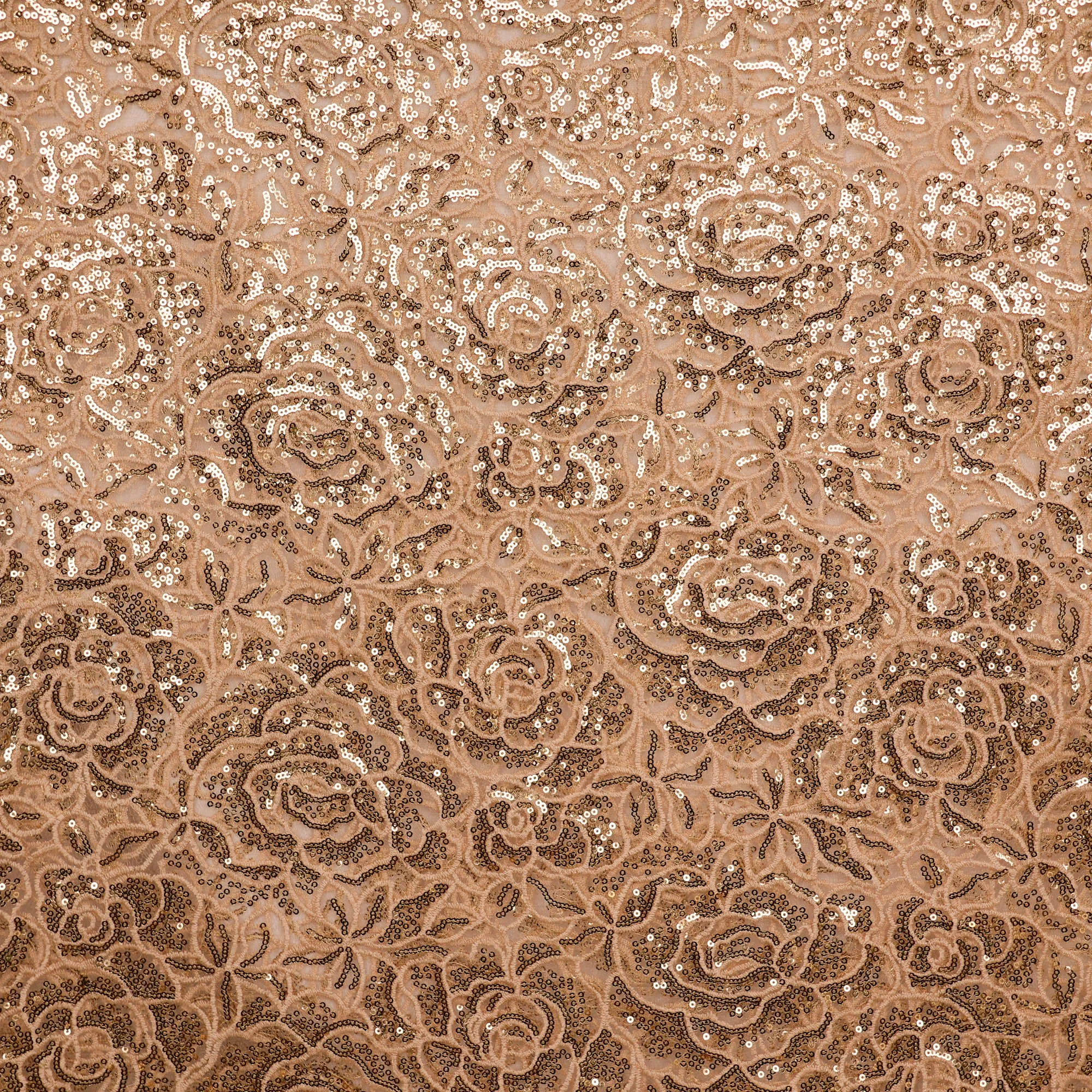 Breistof nylon lichtbruin/beige met pailletten