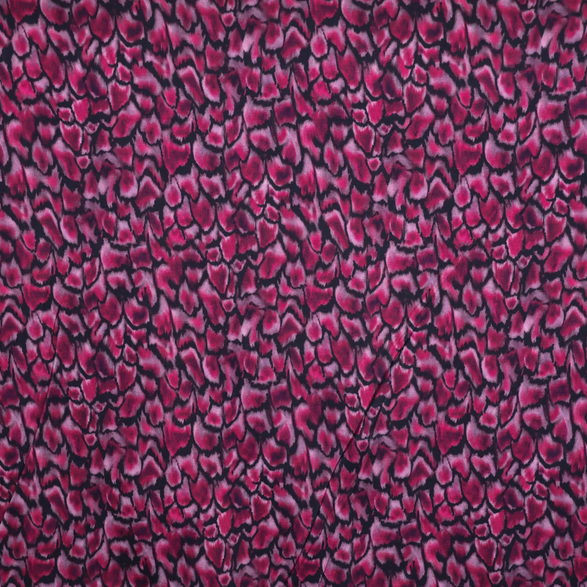 Viscose nylon tricot donker roze met wazige abstracte print