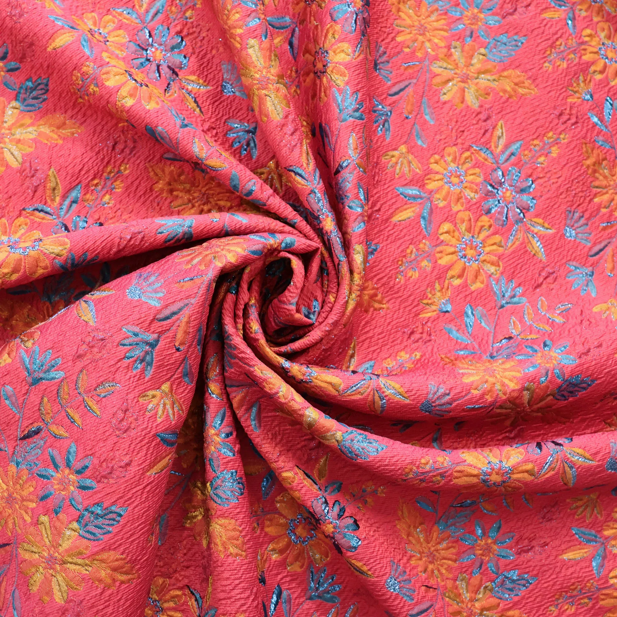 Jacquard brocade roze met bloemen
