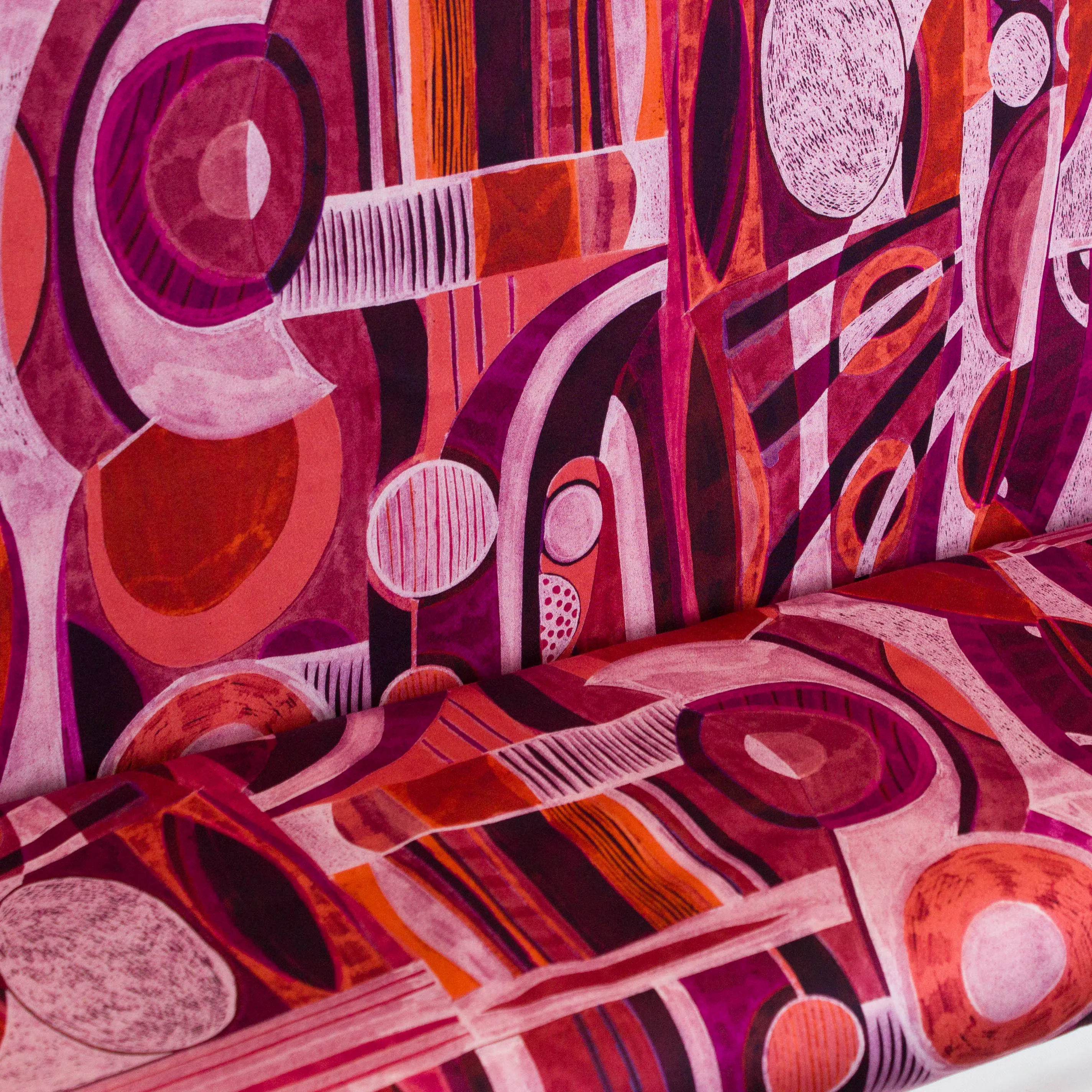 Italiaanse satijn katoen stretch rood geometrische print