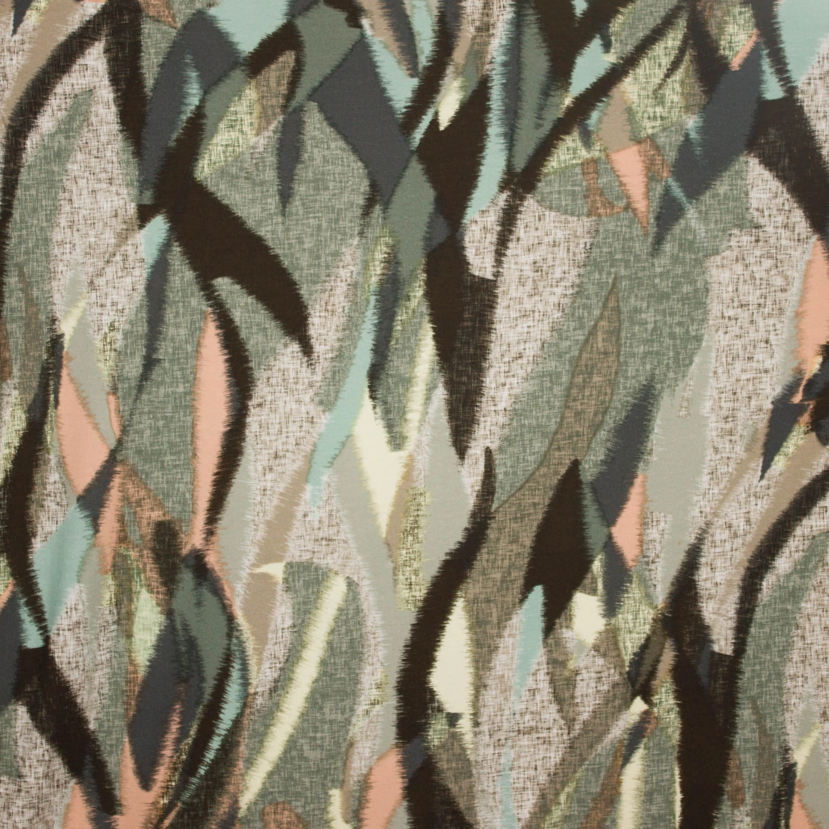 Viscosetricot met abstract gevlamde tekening
