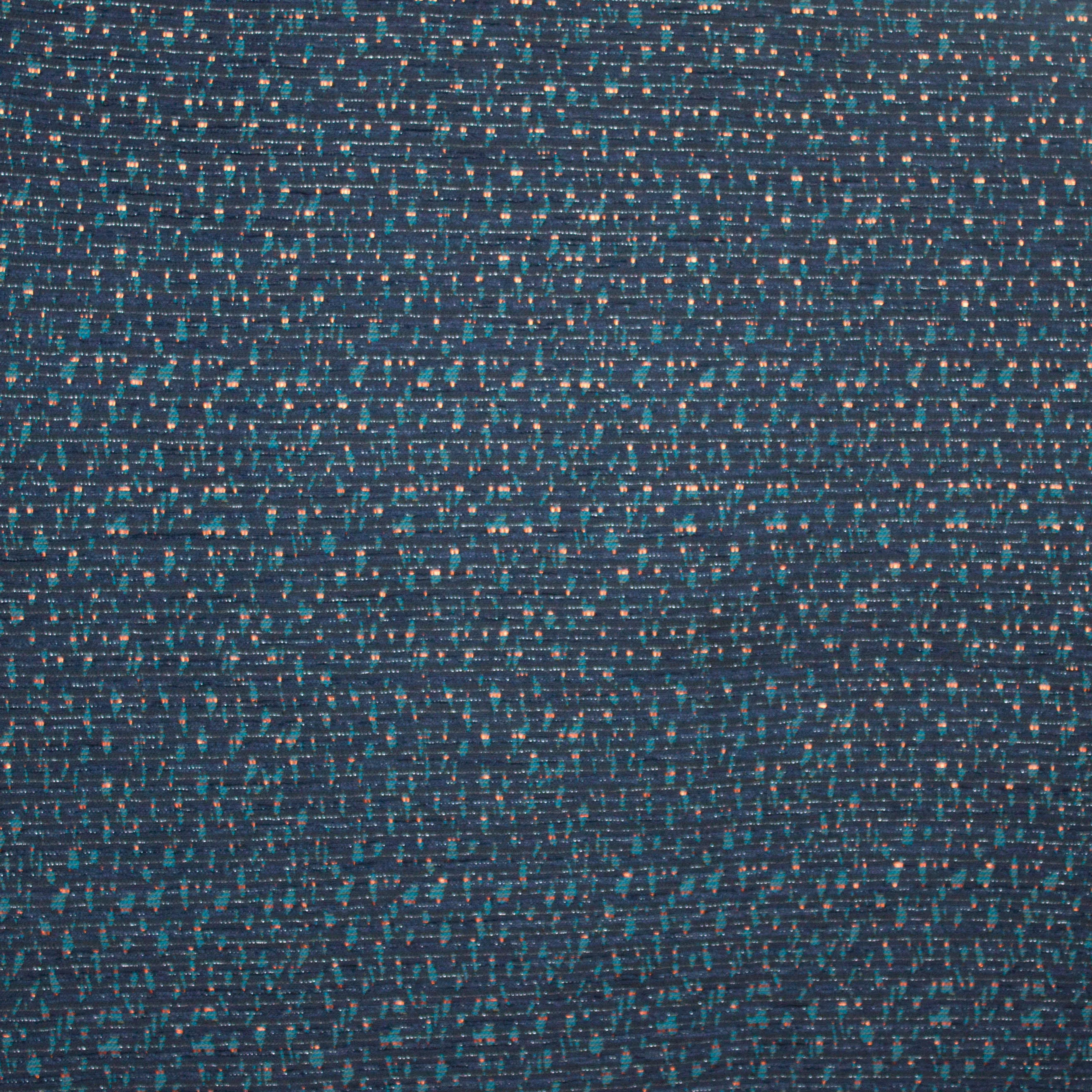 blauwe jacquard met lichtblauwe en koperen weving