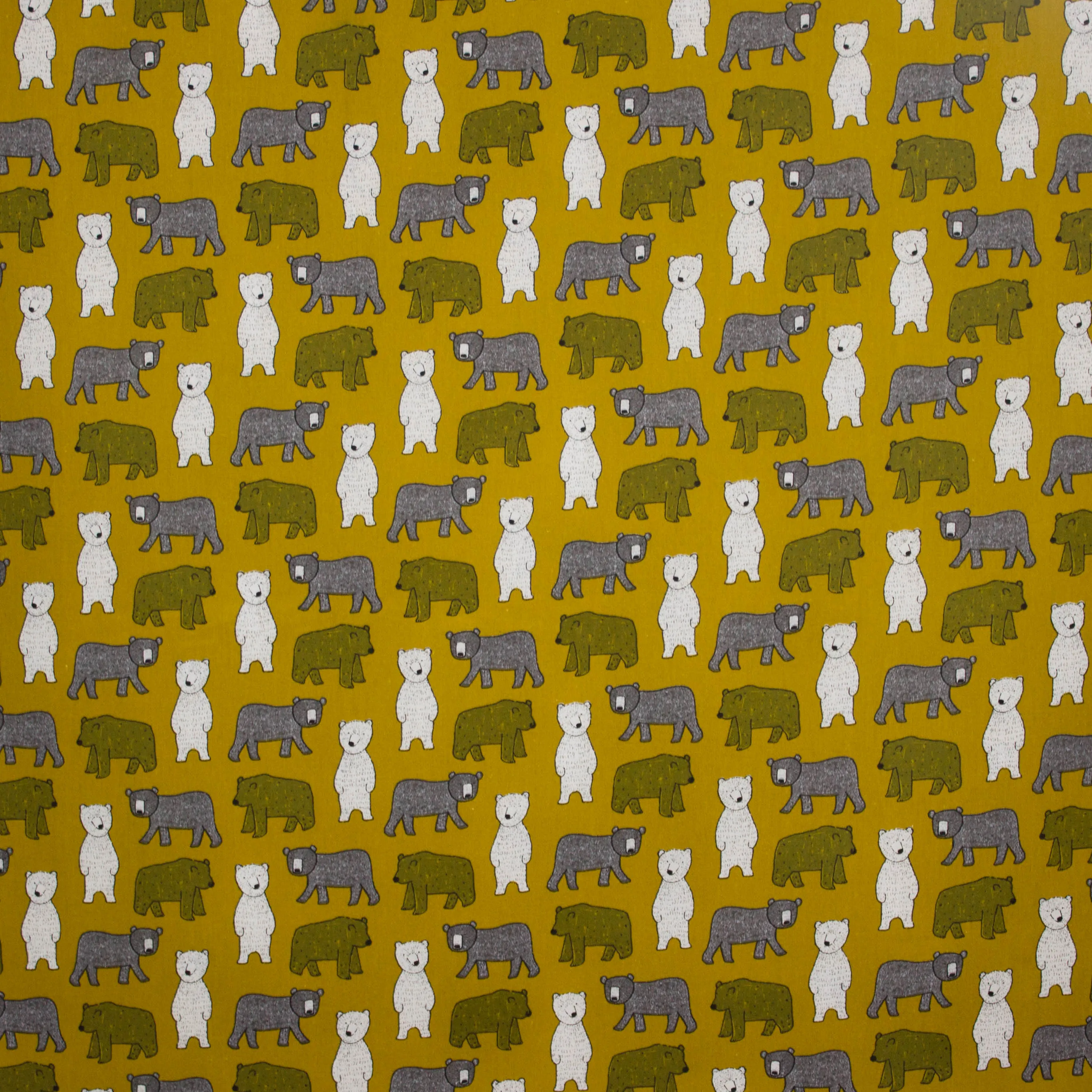 Mosterdgeel katoen flanel POPPY Big Bear