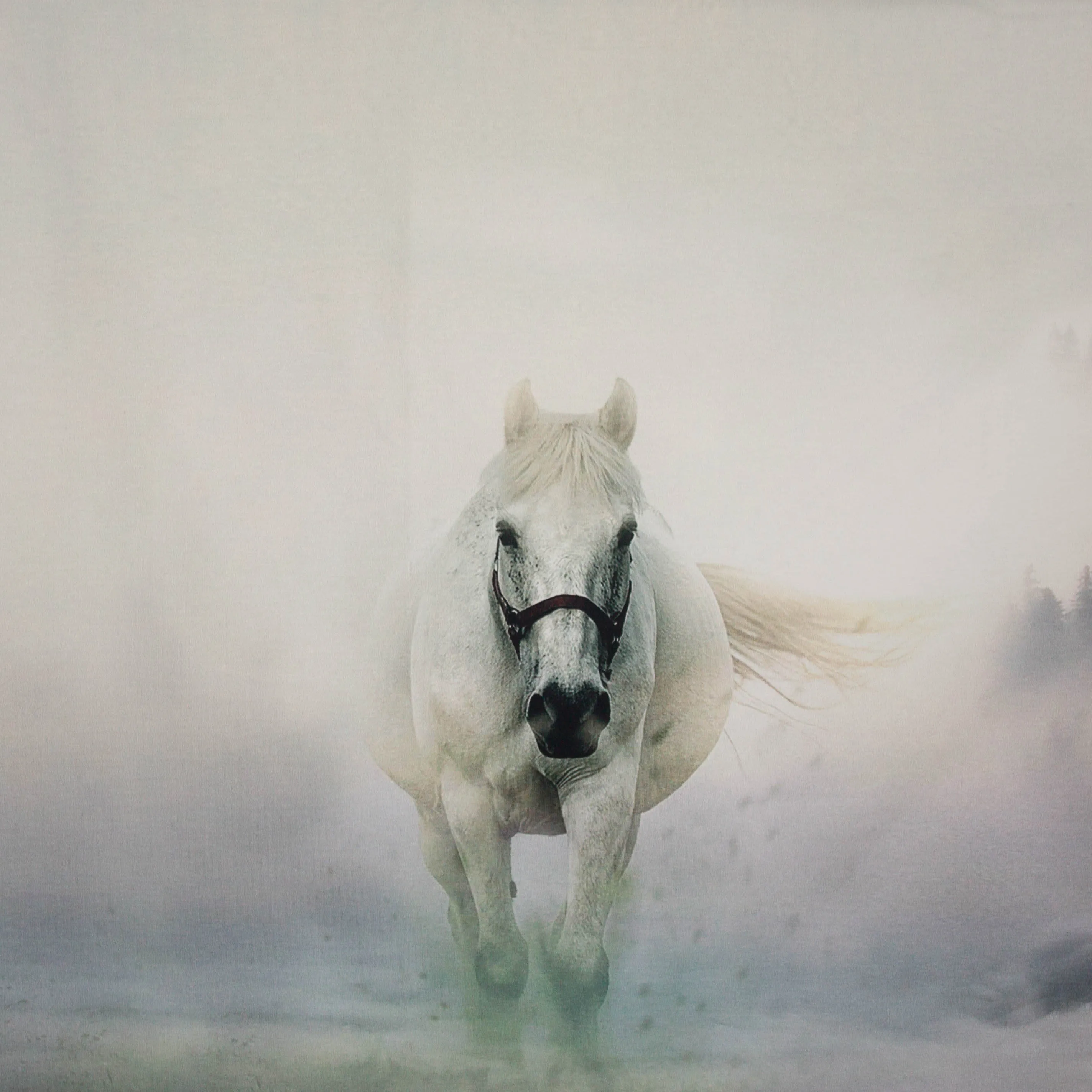 Paneel met paard en wolven