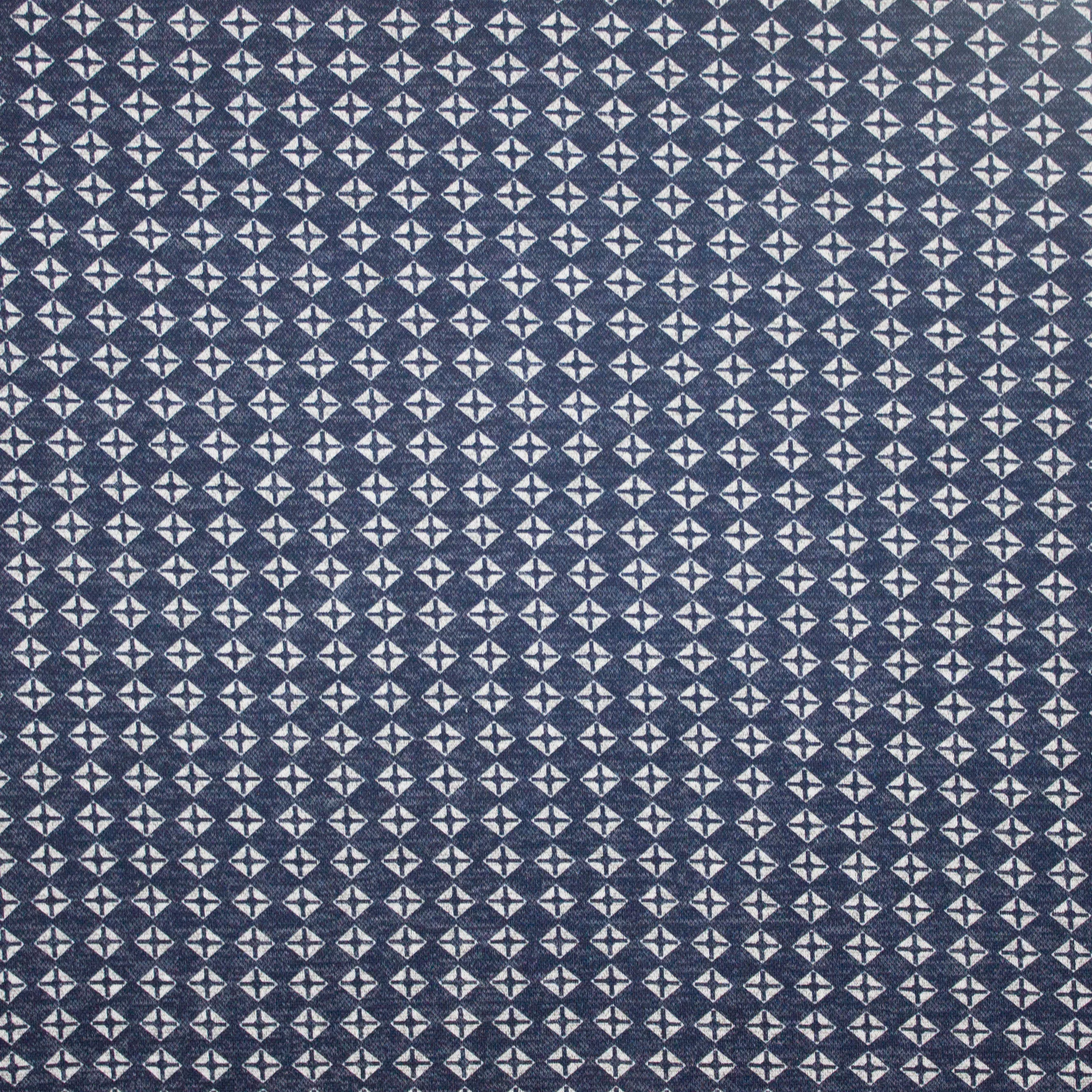 Blauw gebreide stof met abstract motief van Stitched By You