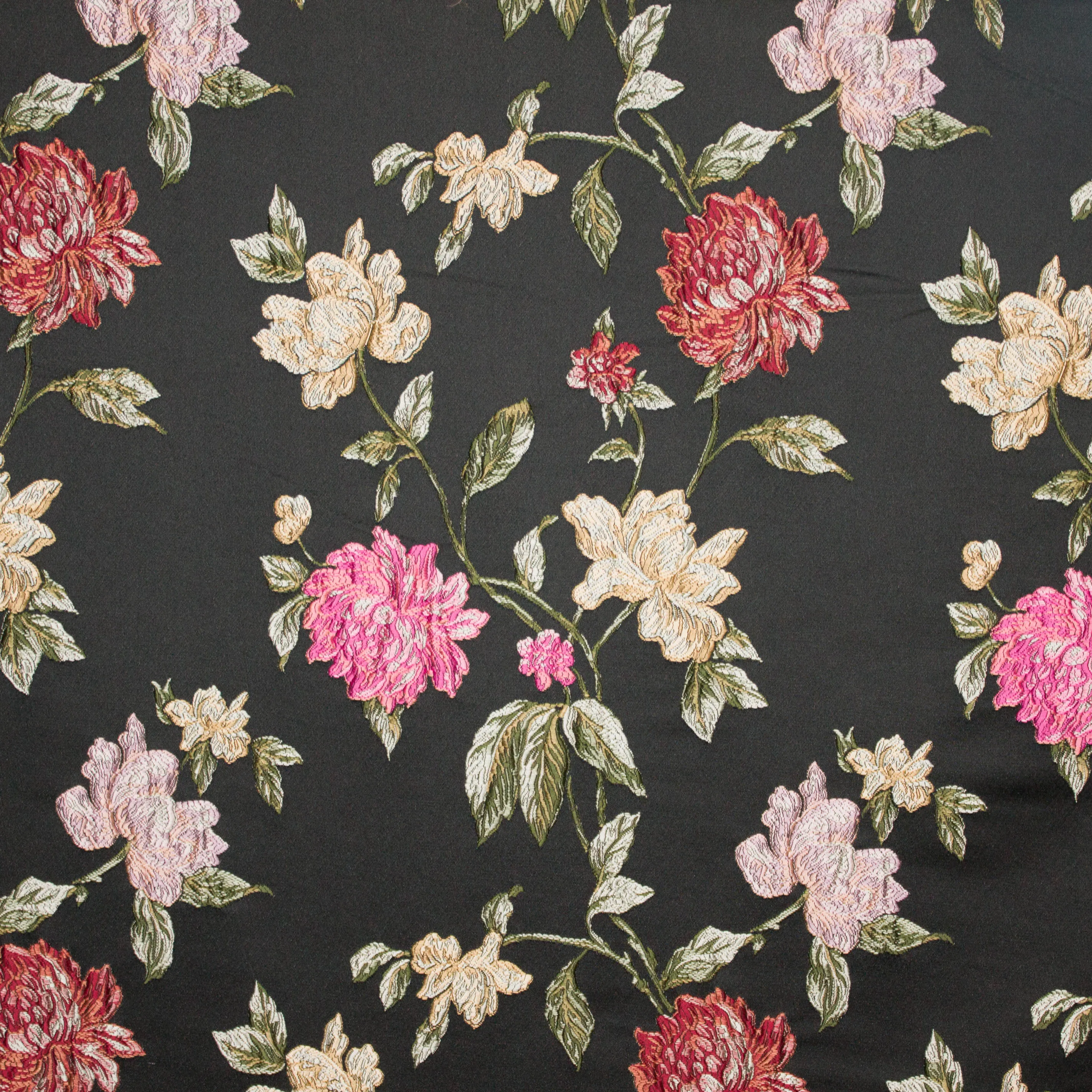 Zwarte jacquard met bloemenmotief