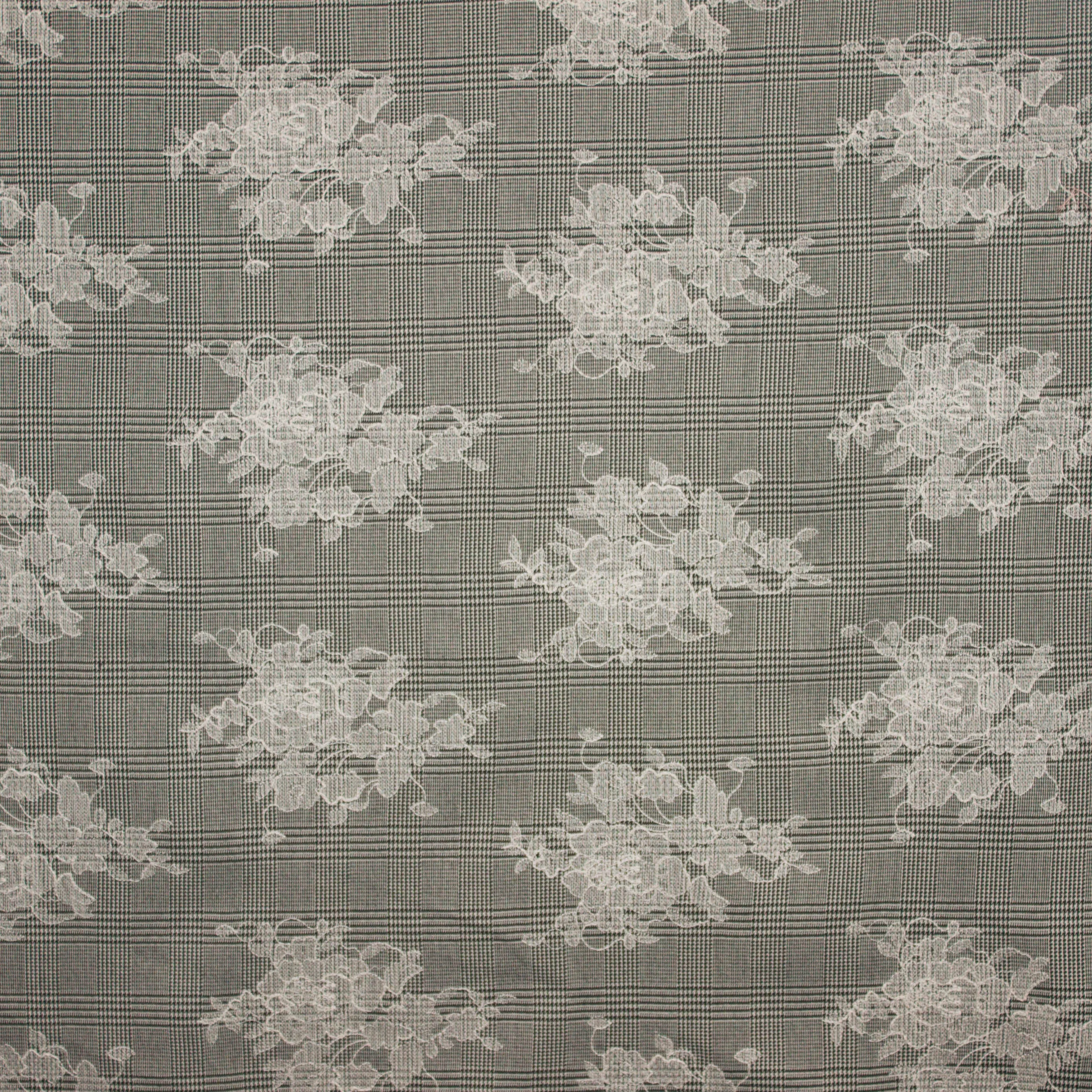 Glencheck met witte bloemen