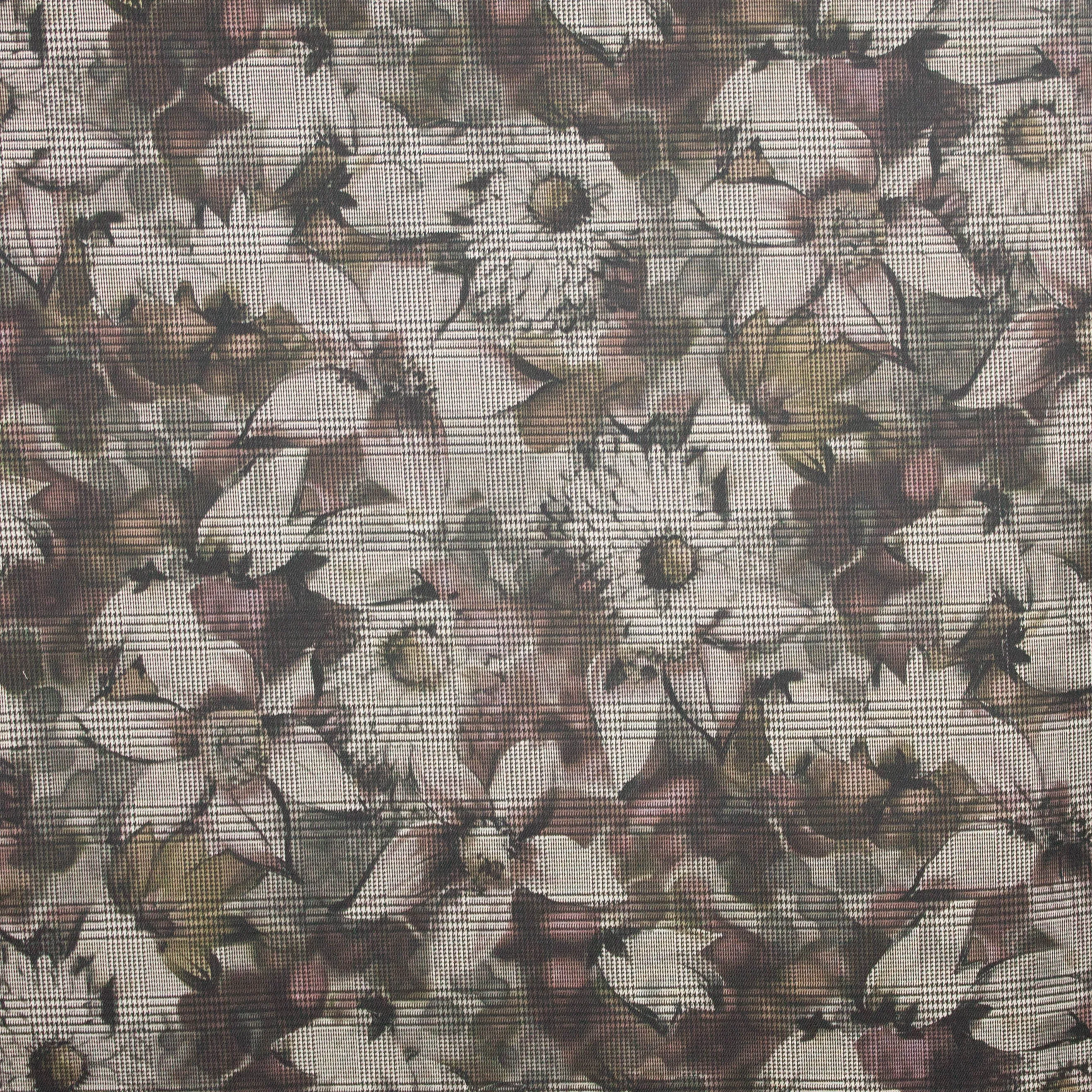Glencheck met bloemen opdruk