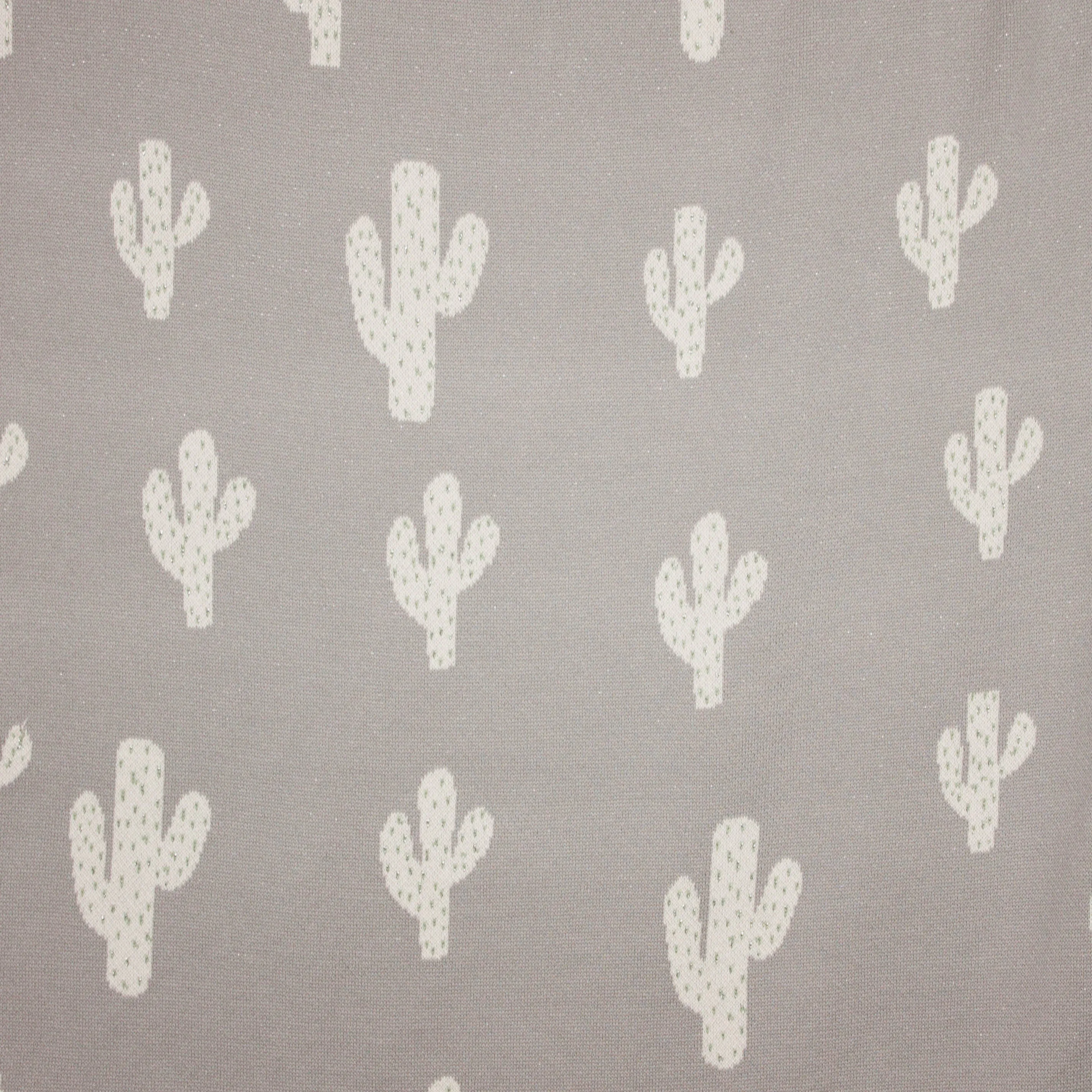Fijne grijze jacquard met cactusmotief