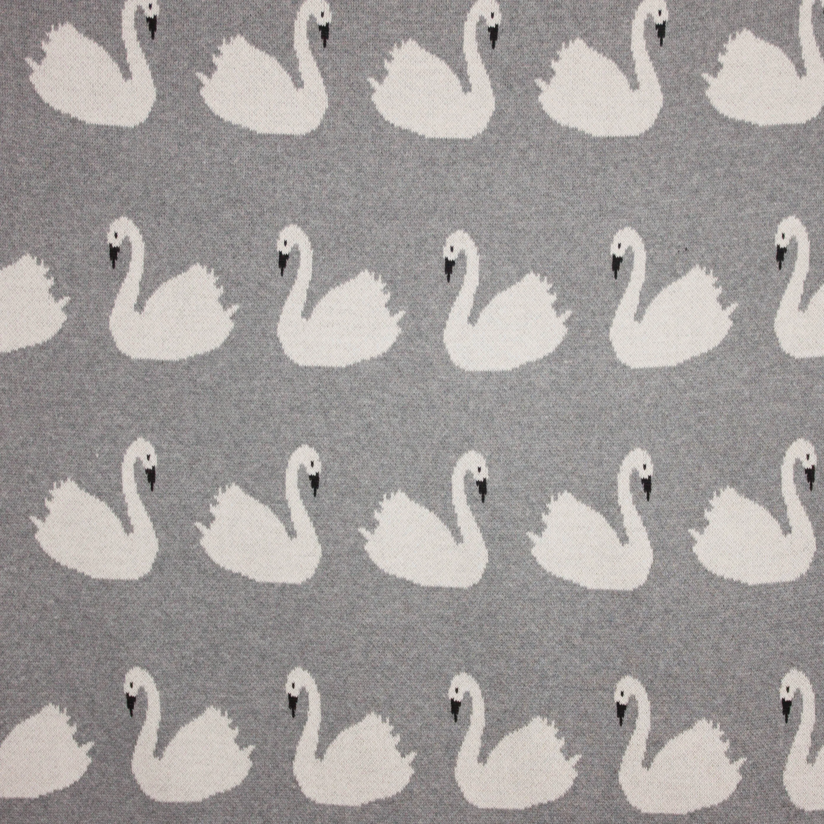 Stretch jacquard met zwaanmotief