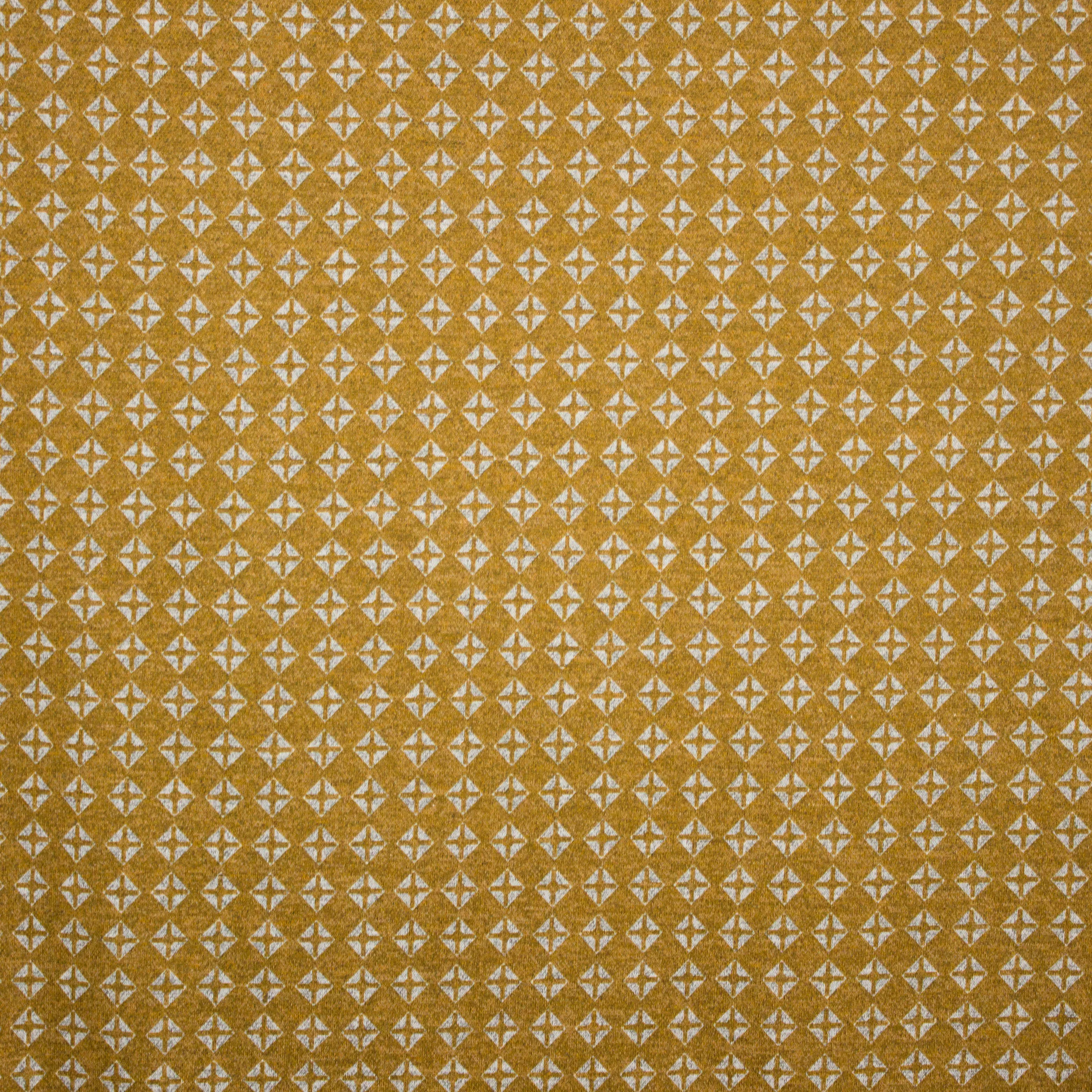 Mosterdgele gebreide stof met abstract motief van Stitched By You