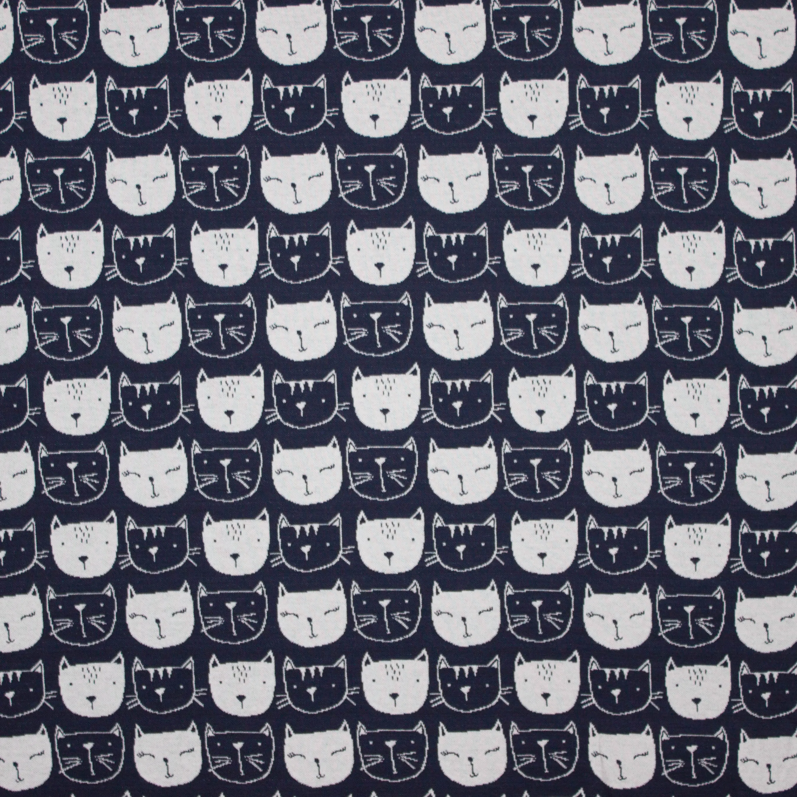 Blauwe elastische jacquard met poezen
