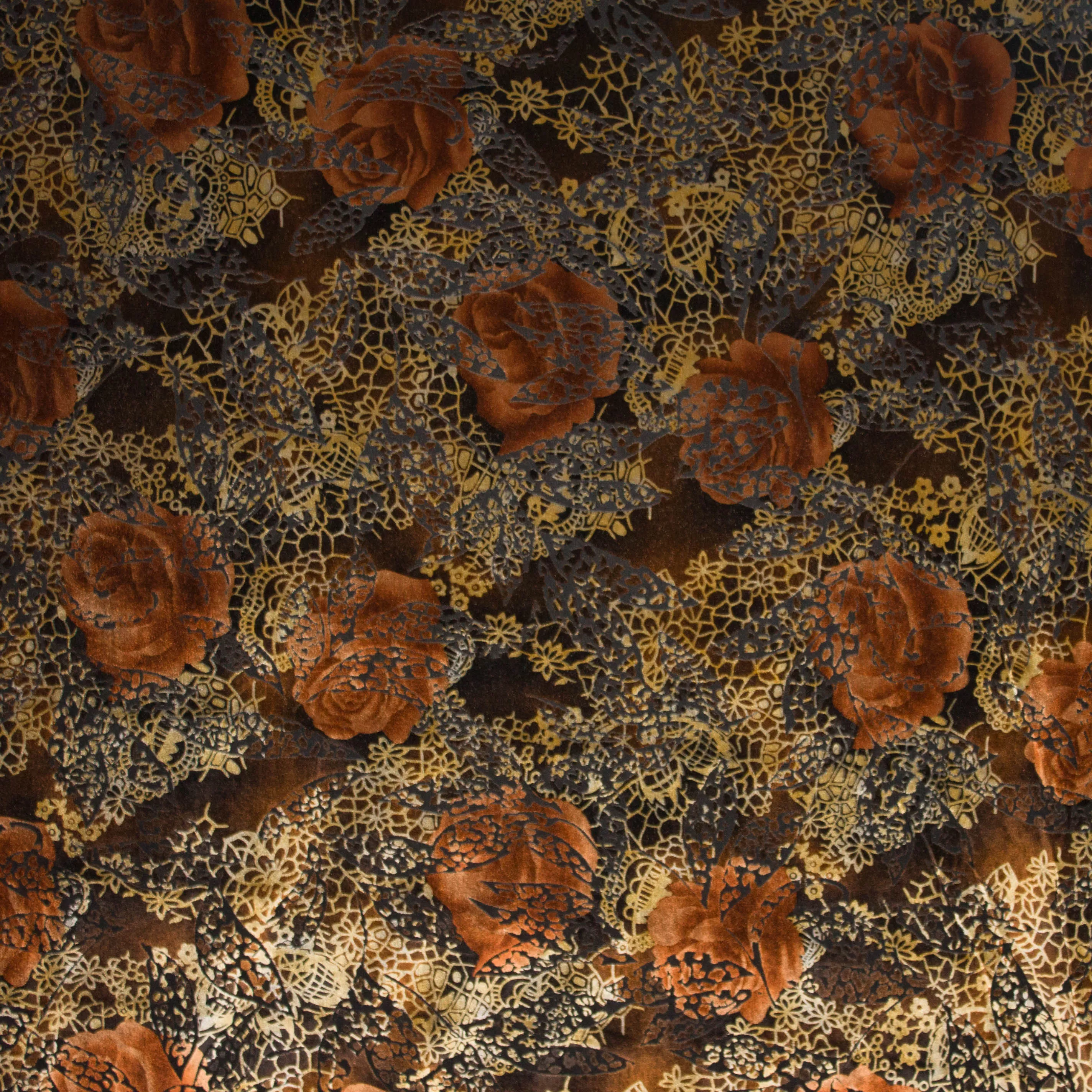 Stretch polyester met bloem motief