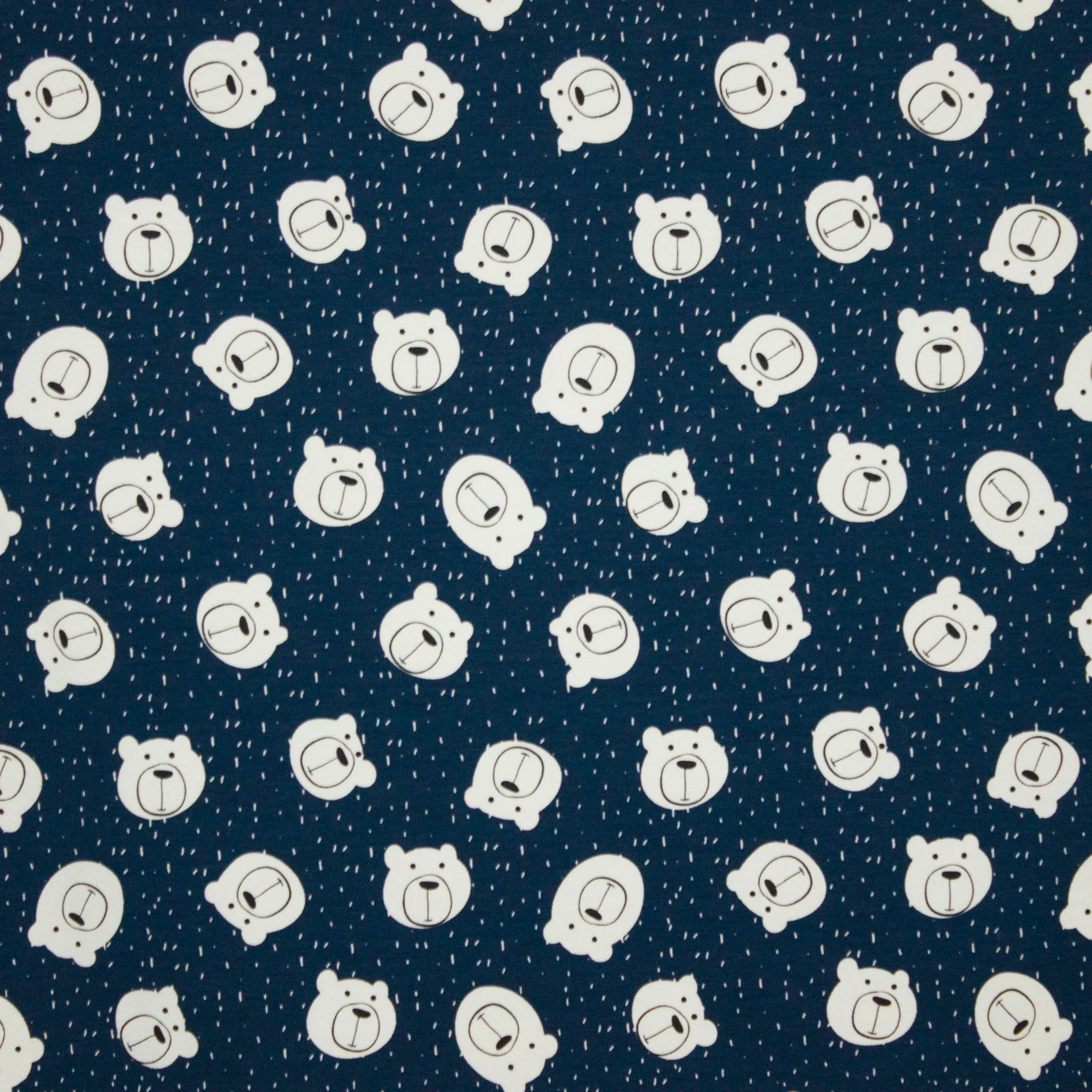 Sweaterstof in donkerblauw met beertjes