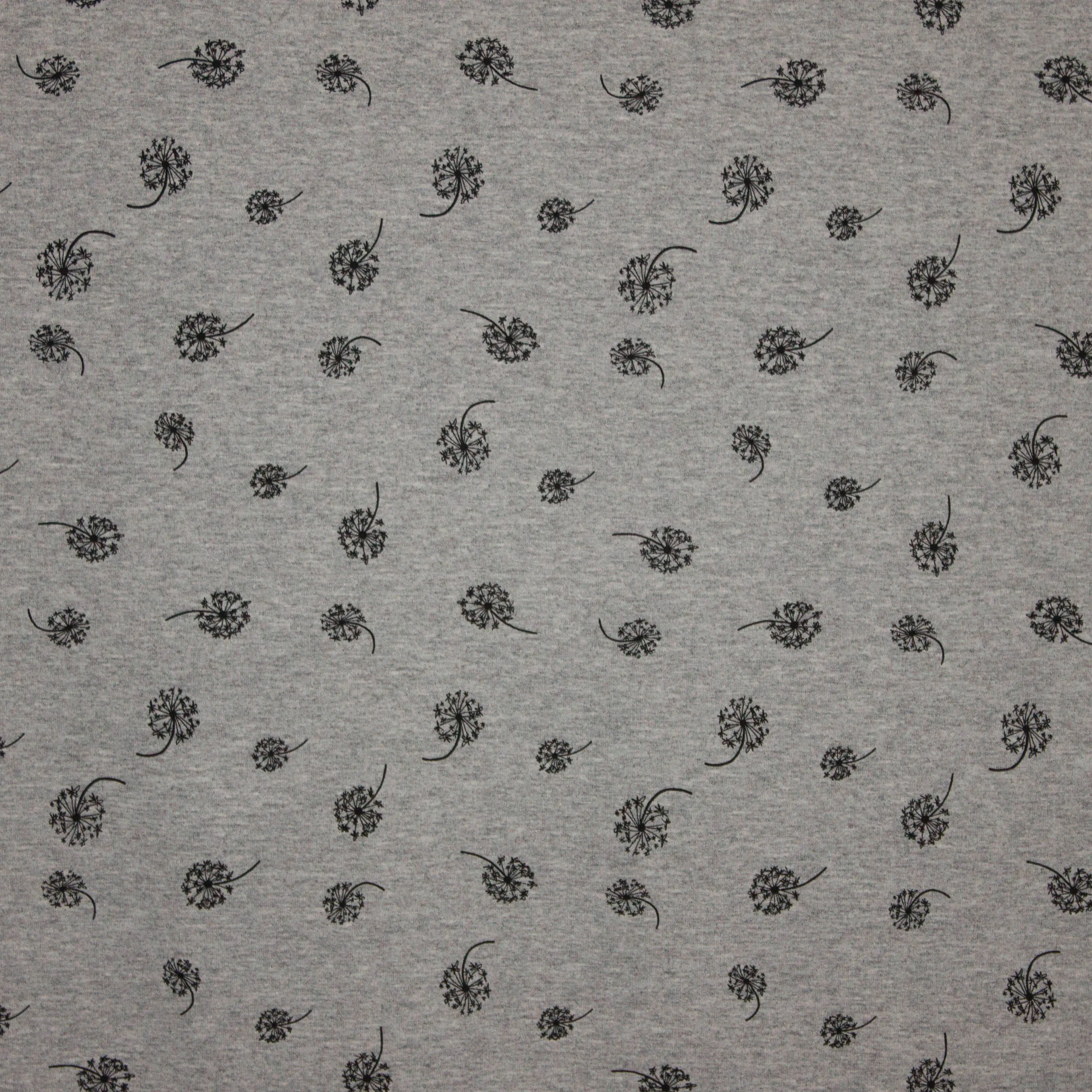 French terry met paardebloempluizen print