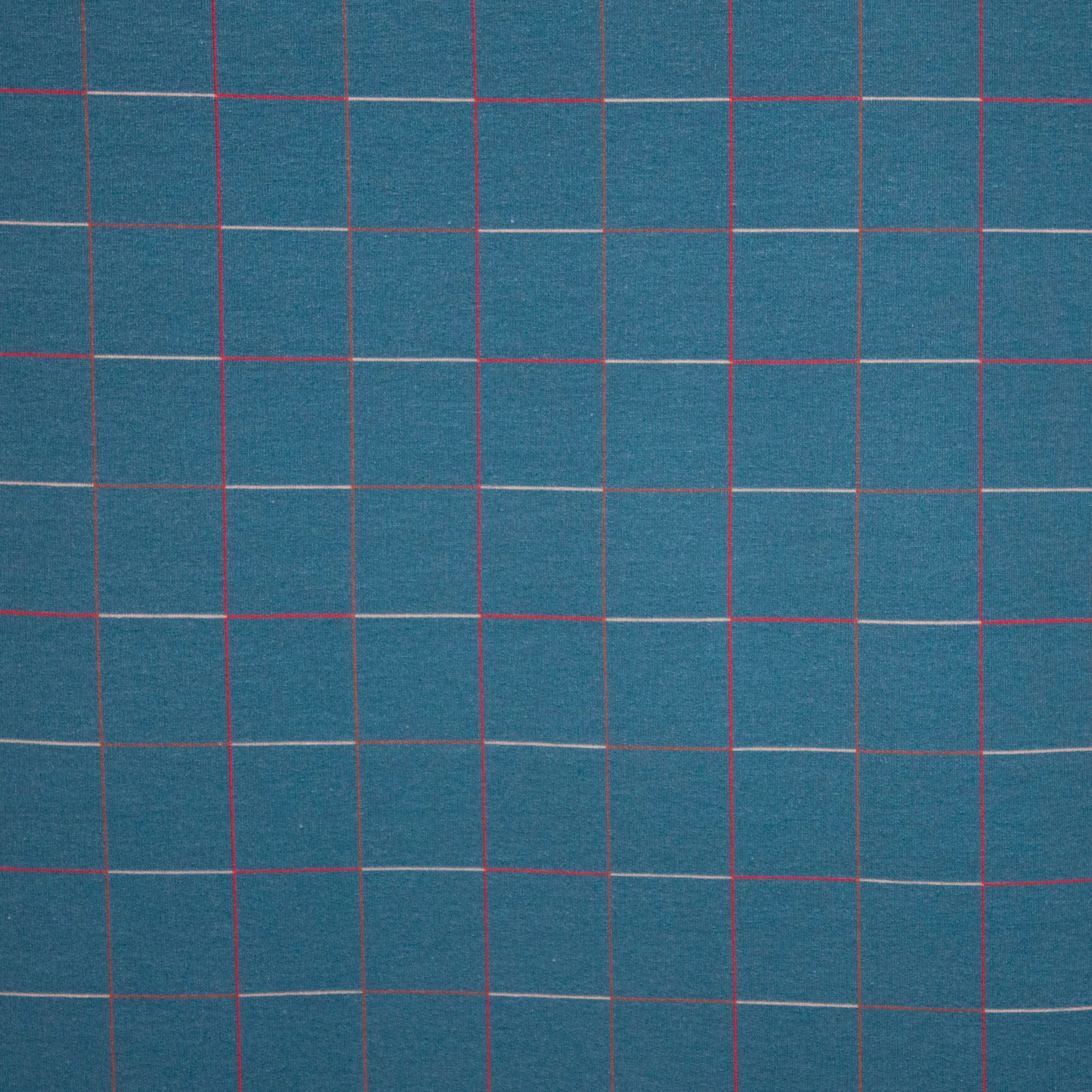 Blauwe French Terry met vierkant motief van Lotte Martens