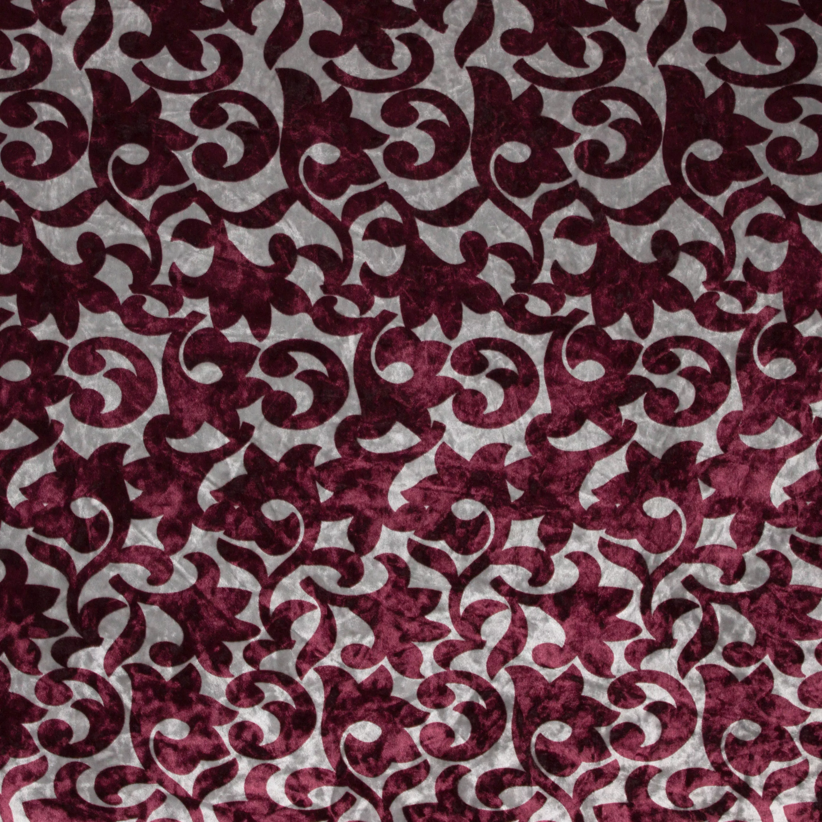 Stretch velours/fluweel in bordeau en ecru