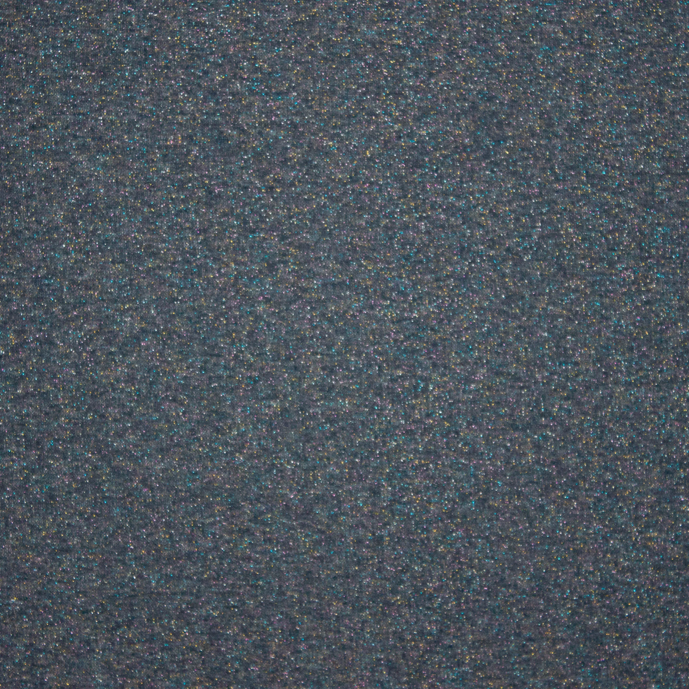Grijsblauwe sweaterstof met gekleurde glitters met gebrushte achterkant