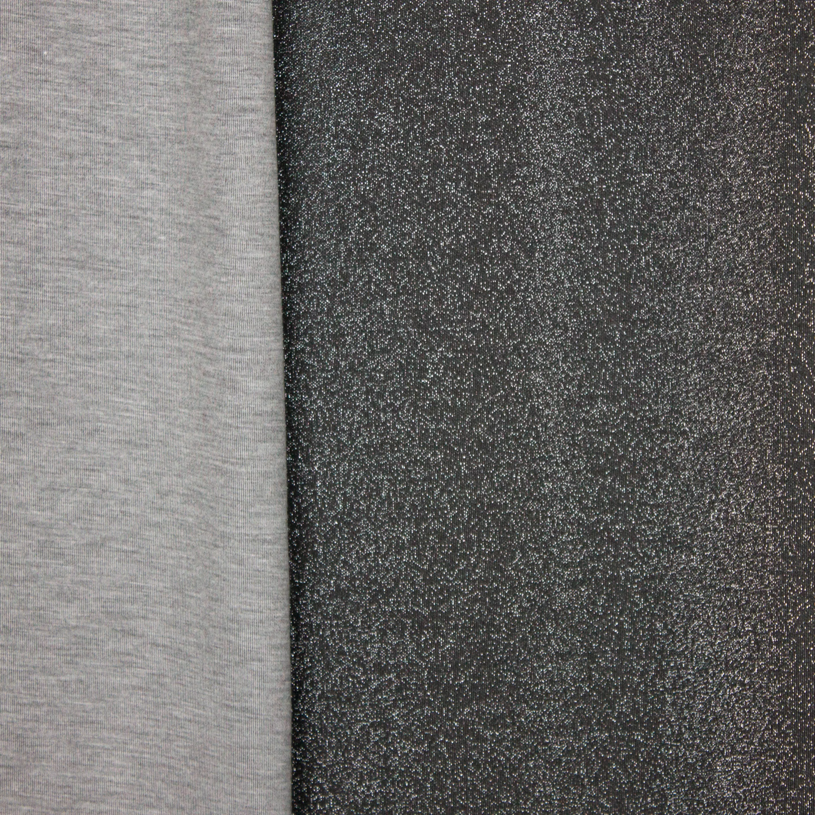 Antraciet met zilveren glitters tricot, double face