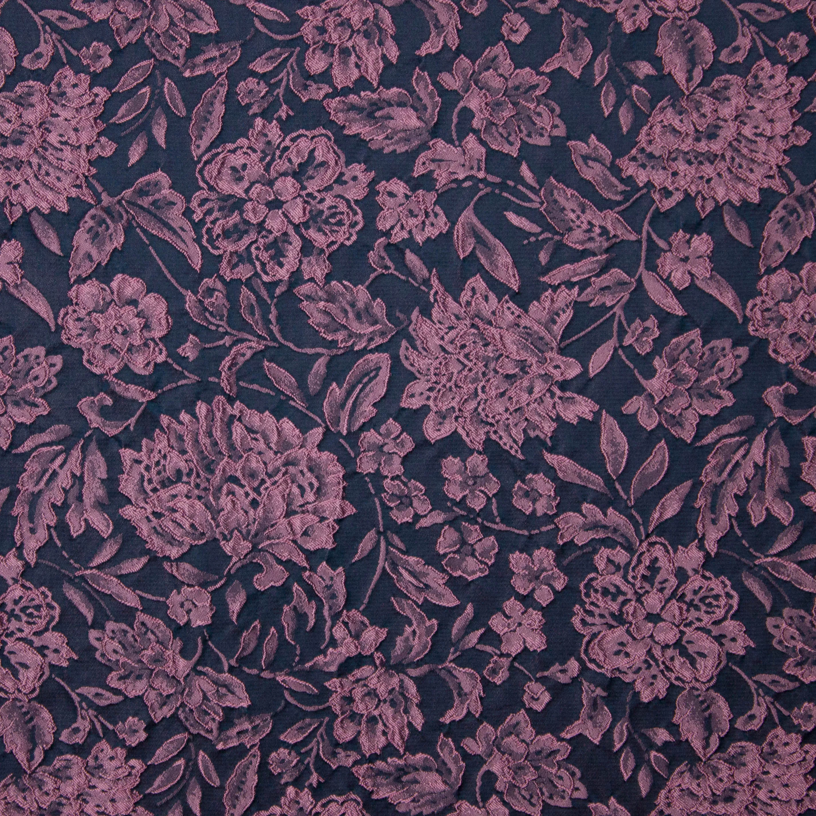 Donkerblauwe jacquard met bloemenmotief