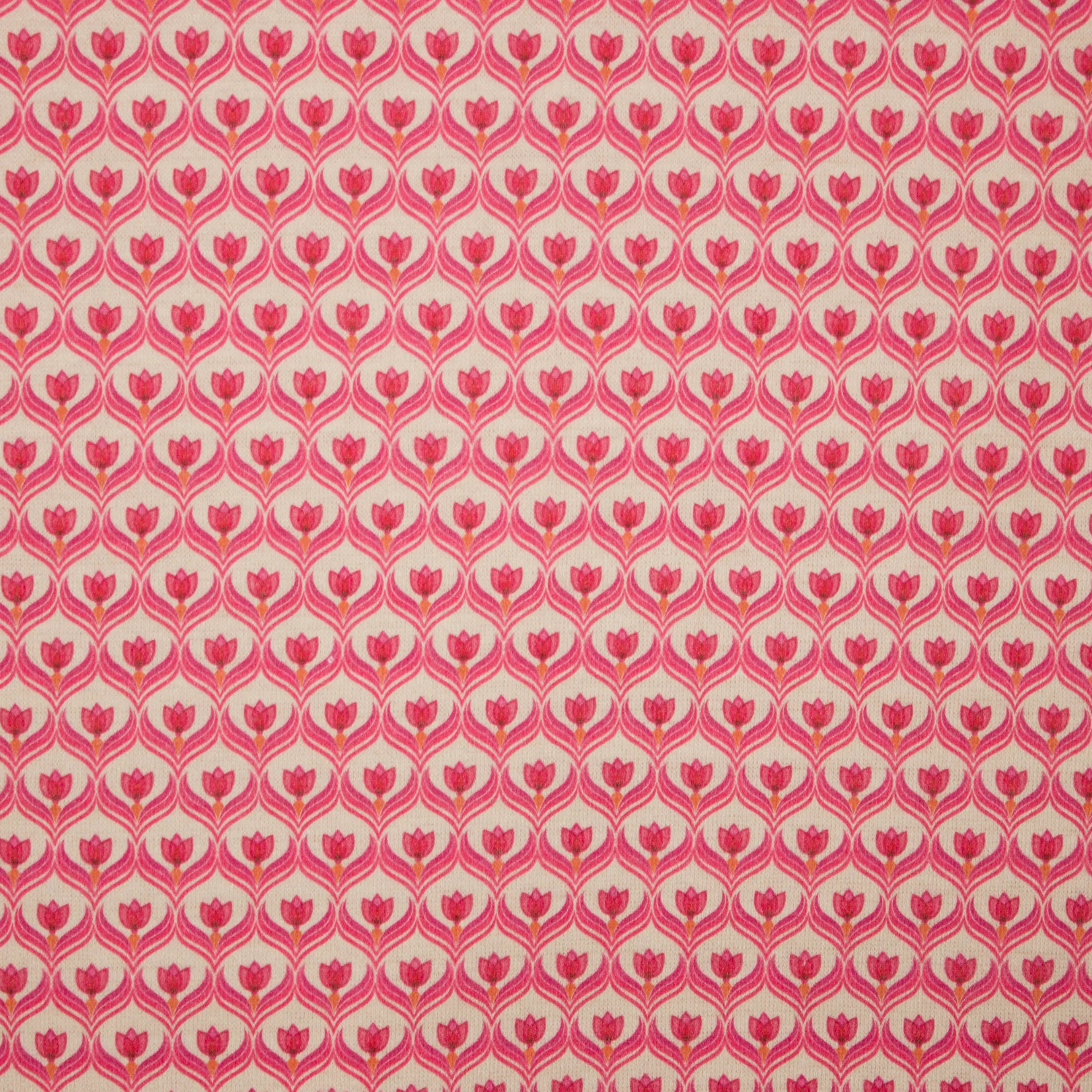 Breistof lichtroze met roze tulpen