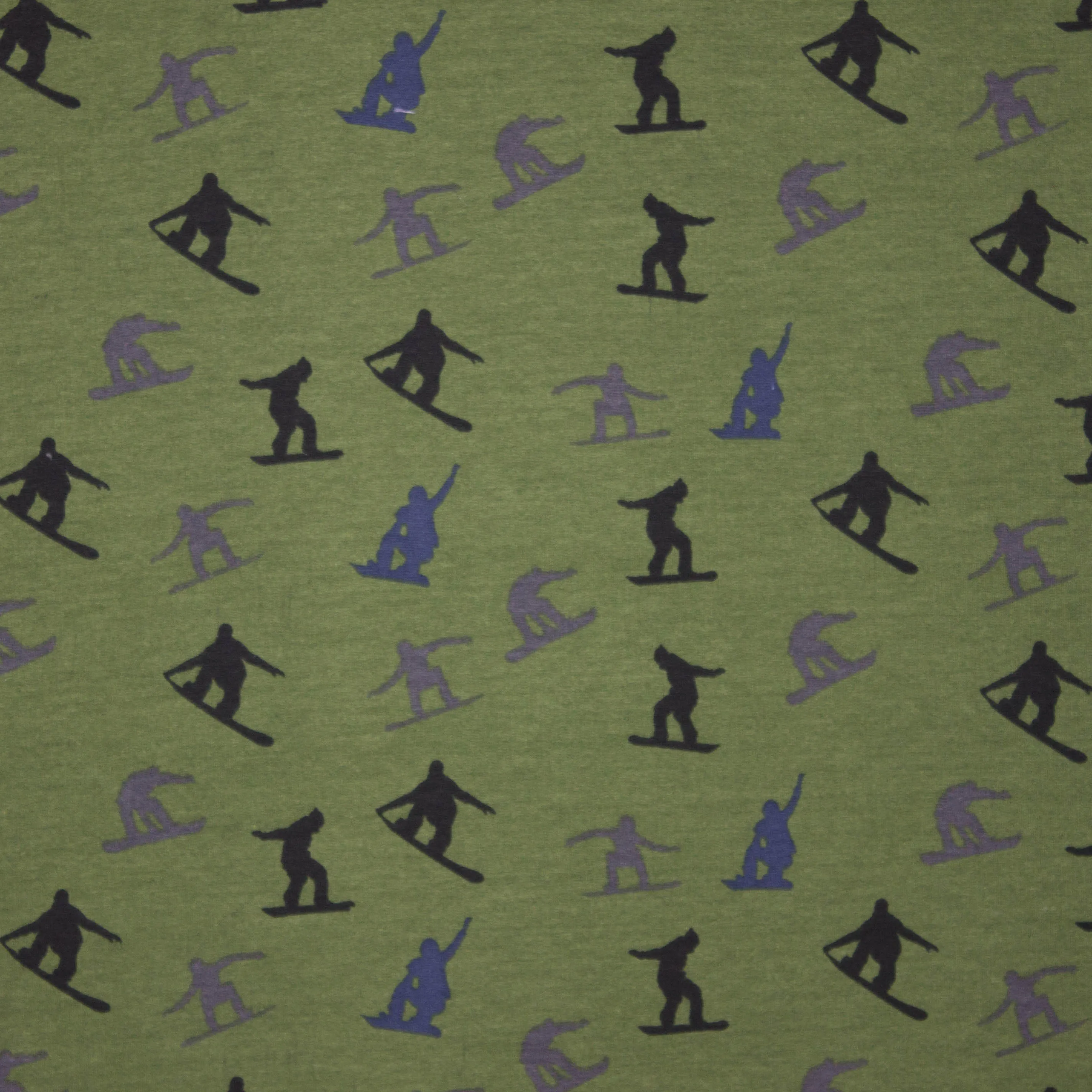 Groene french terry met snowboarders print, met gewatteerde achterkant