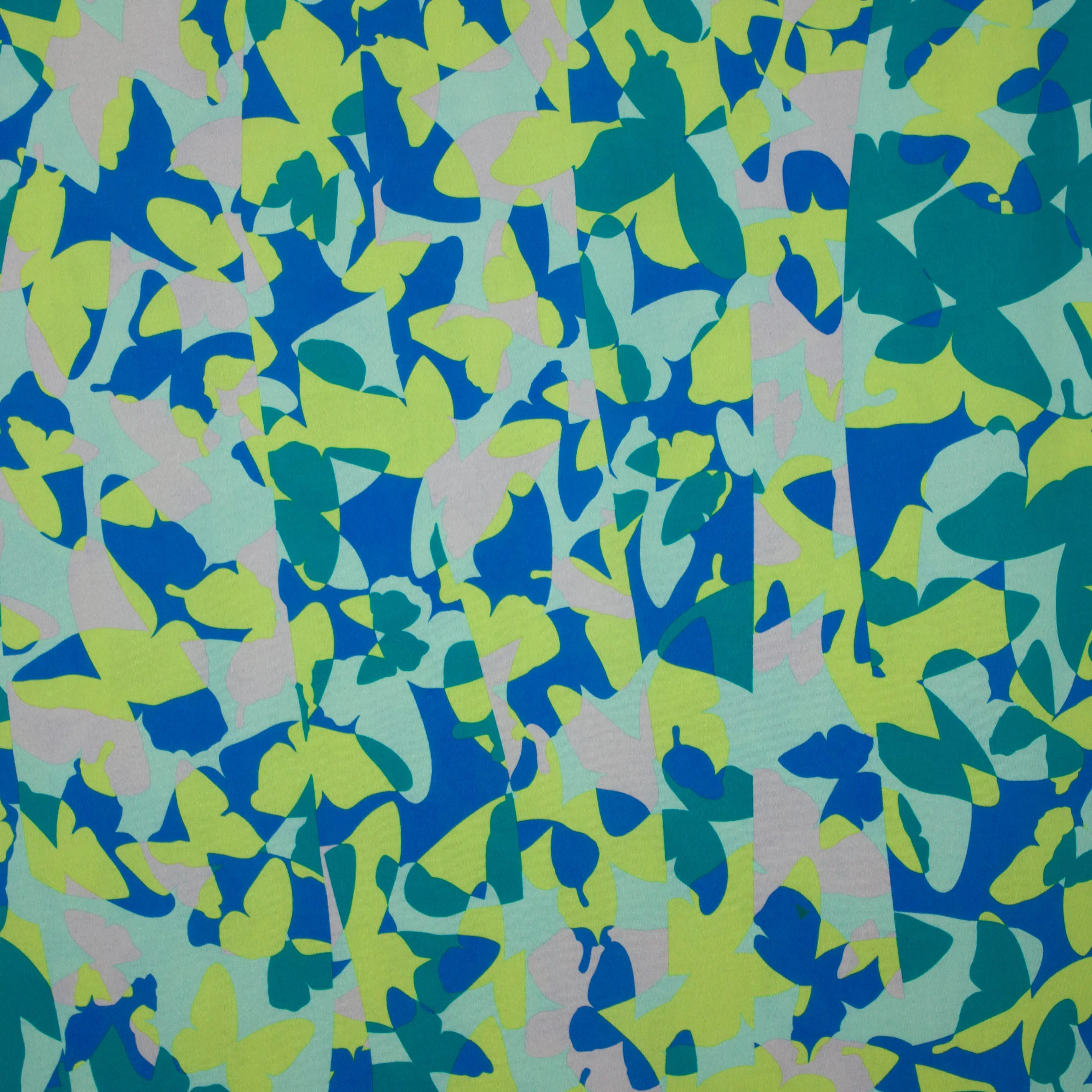 Rekbare viscose met abstract vlindermotief