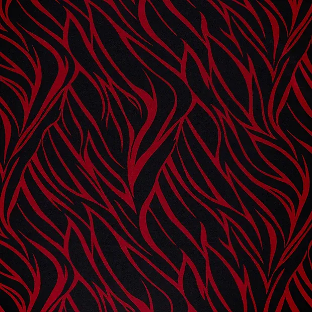 Tricot zwart met rood abstract patroon - My Image