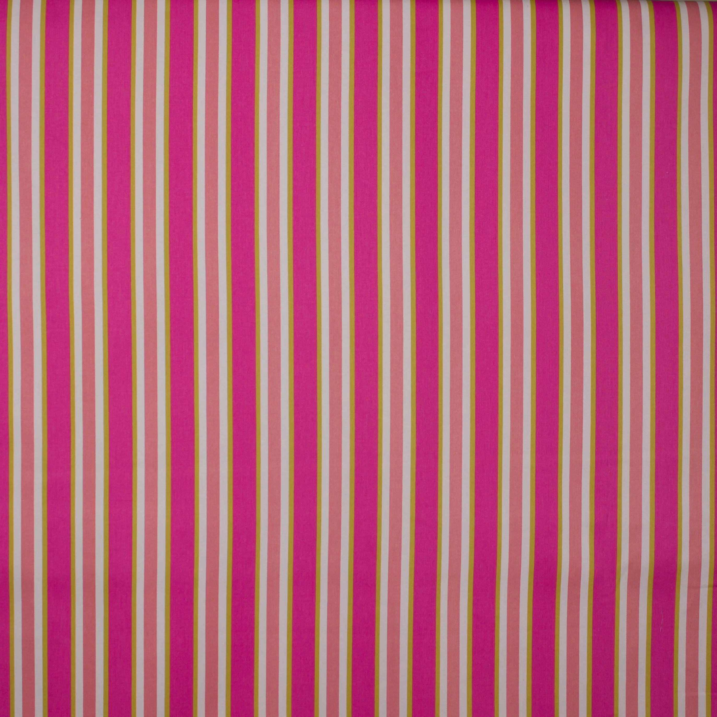 Gestreepte gabardine katoen in fuchsia, roze, wit en limoen van 'Hamburger Liebe'
