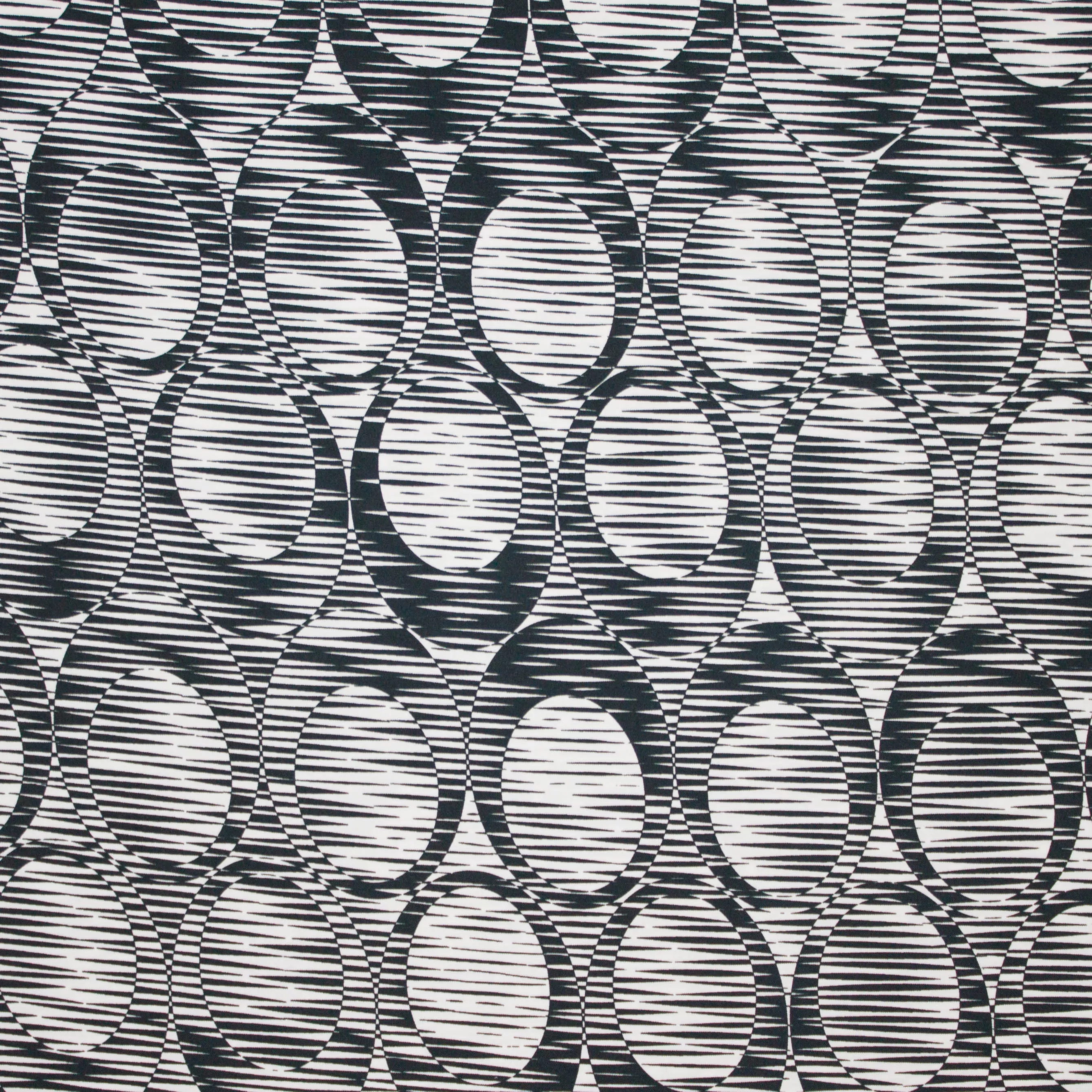 Polyester in zwart en ecru met abstract motief