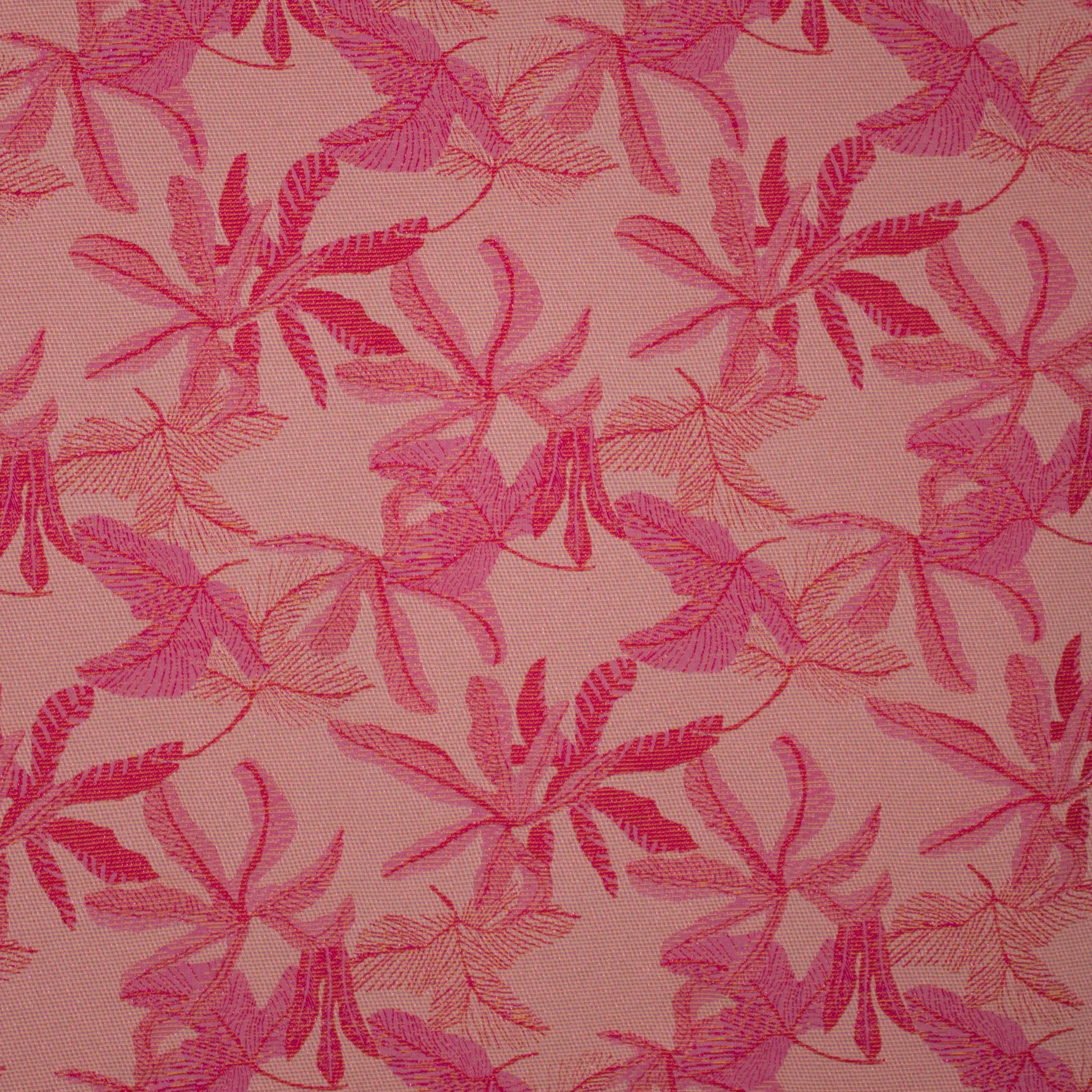 Jacquard met bloemen in roze tinten en roze glitters