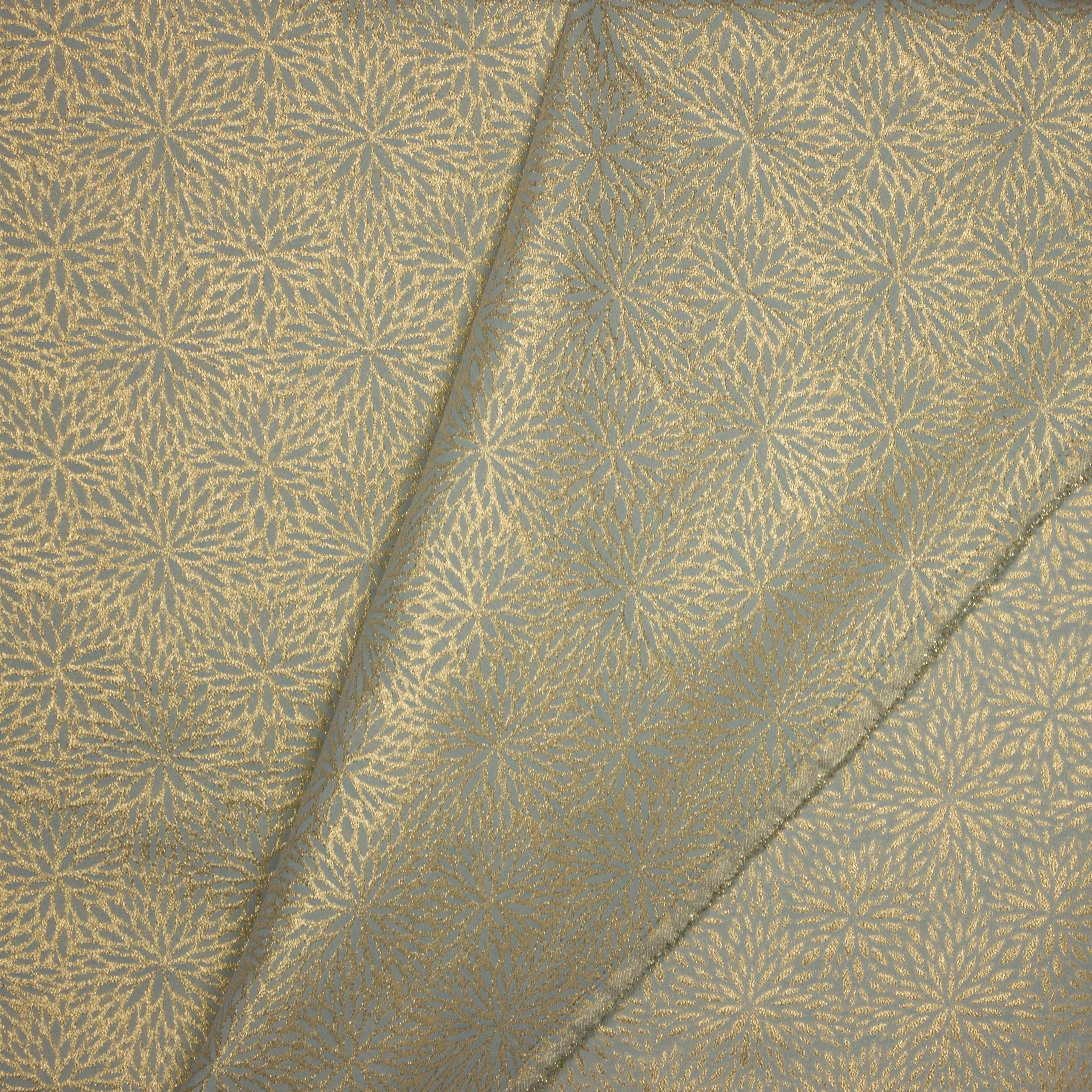 Jacquard double face munt goud bloemen motief