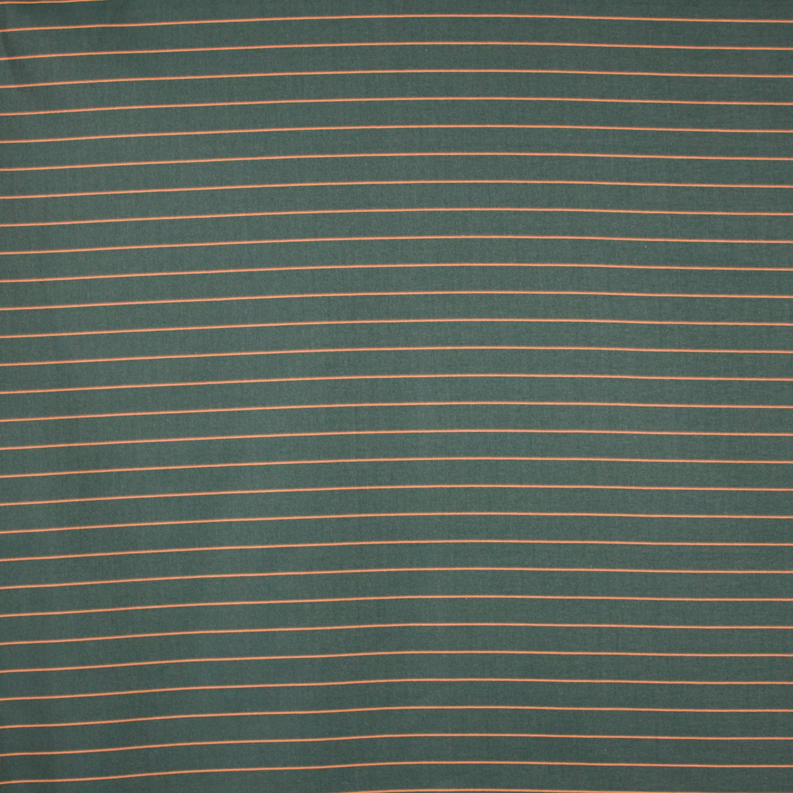 Groene polyester / viscose / polyamide mengeling met oranje streepjes