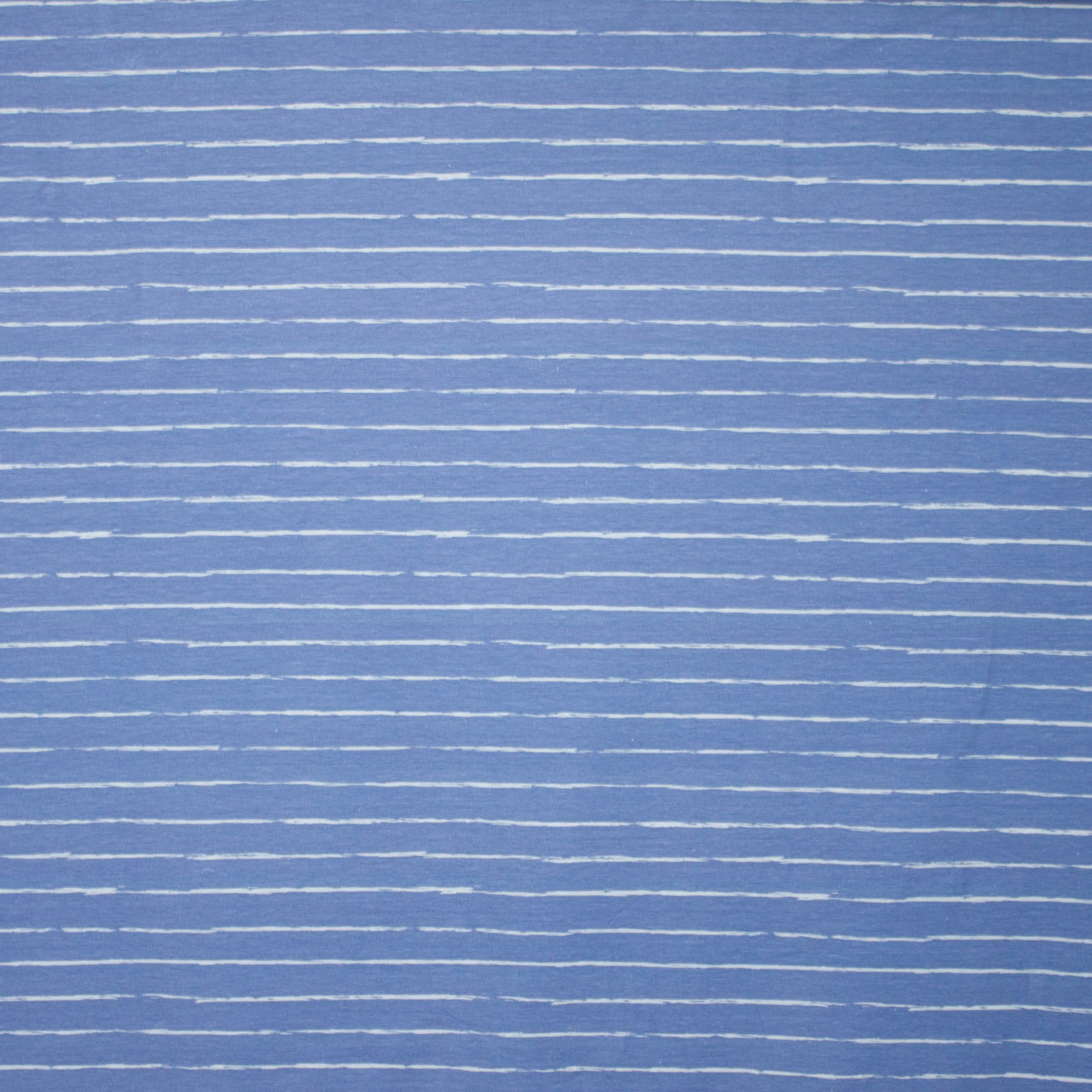 Blauwe tricot met lichtblauwe streepjes 'Crayon' van 'Cherry Picking'