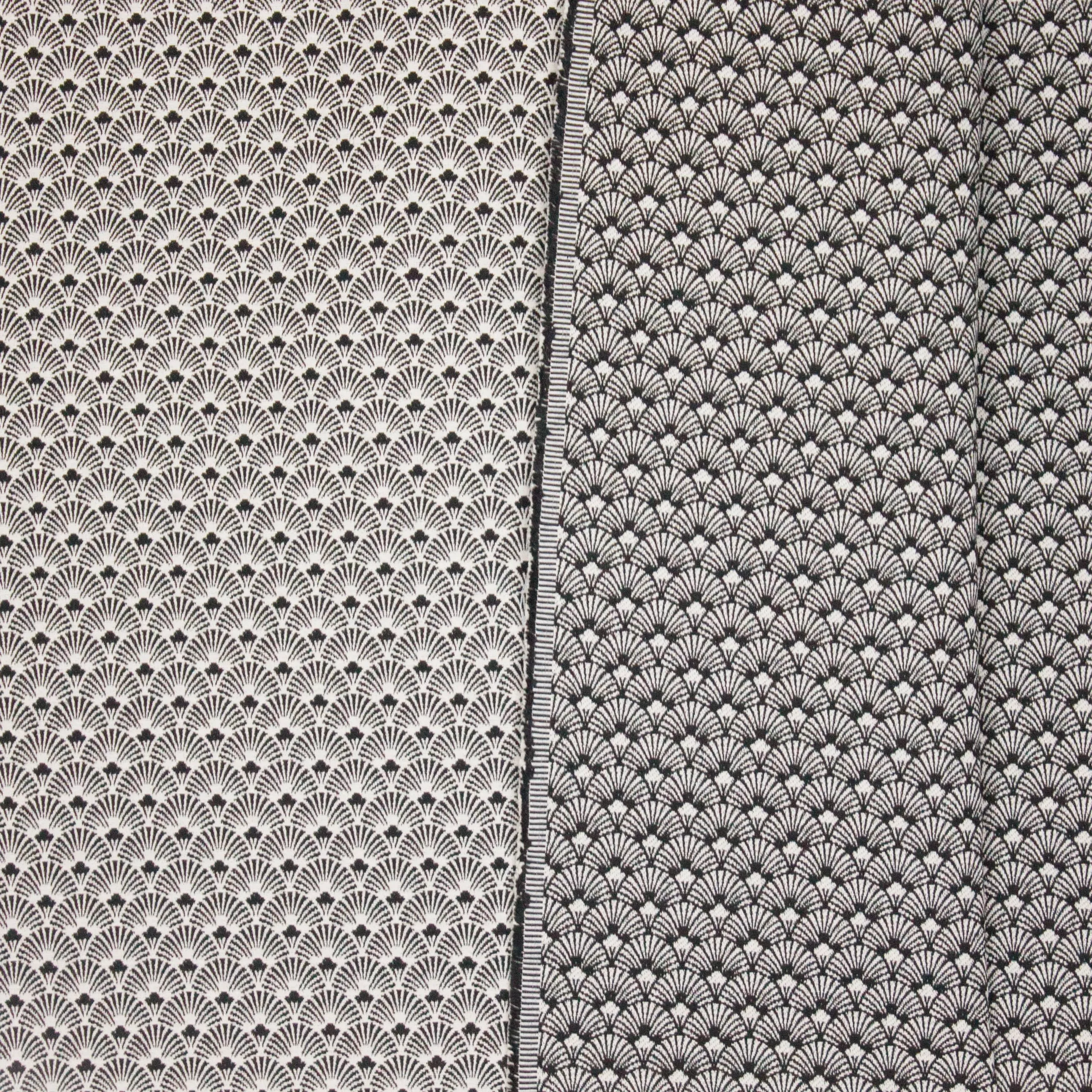 Jacquard double face zwart wit fantasie motief