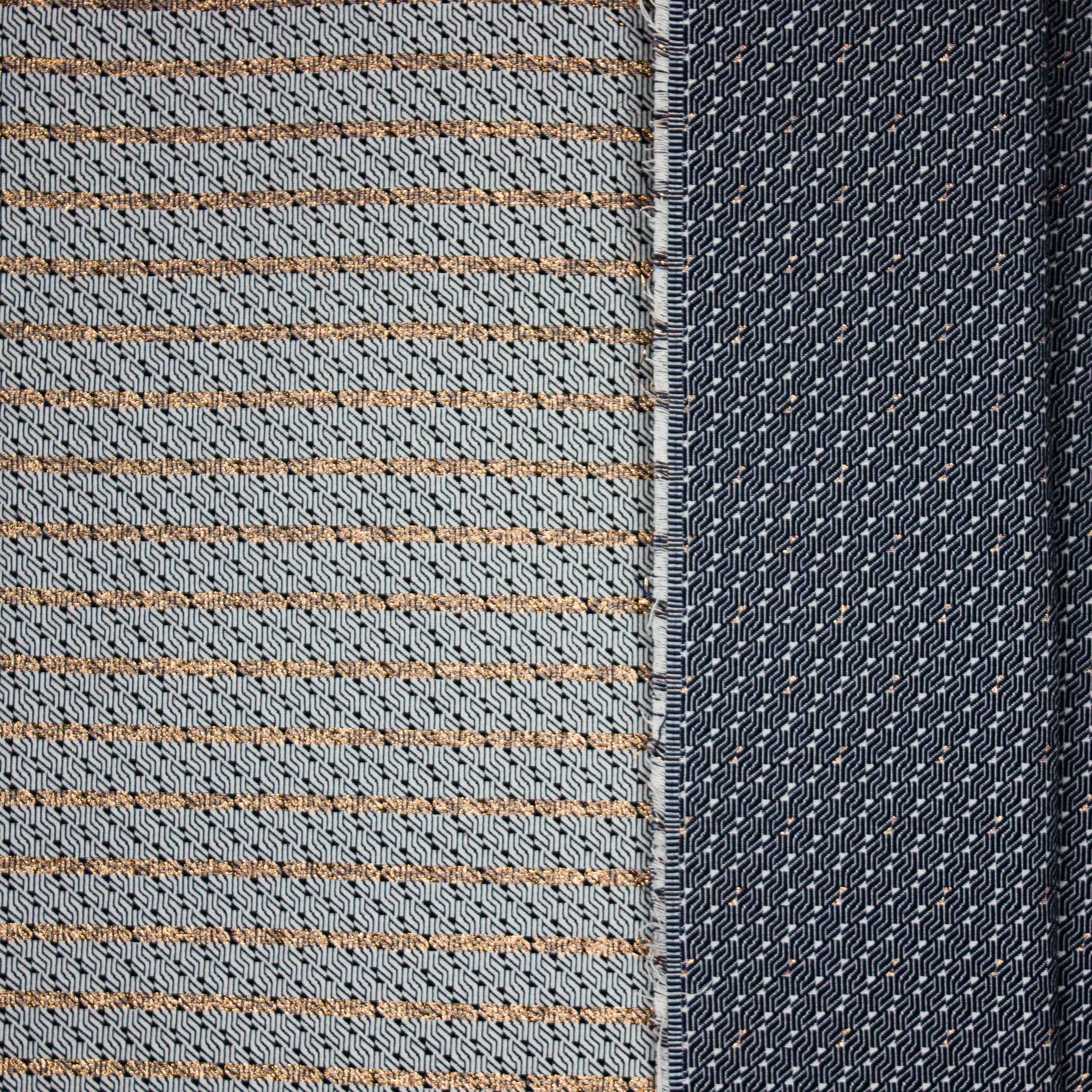 Jacquard double face geometrisch rosé goud glinsterdraad