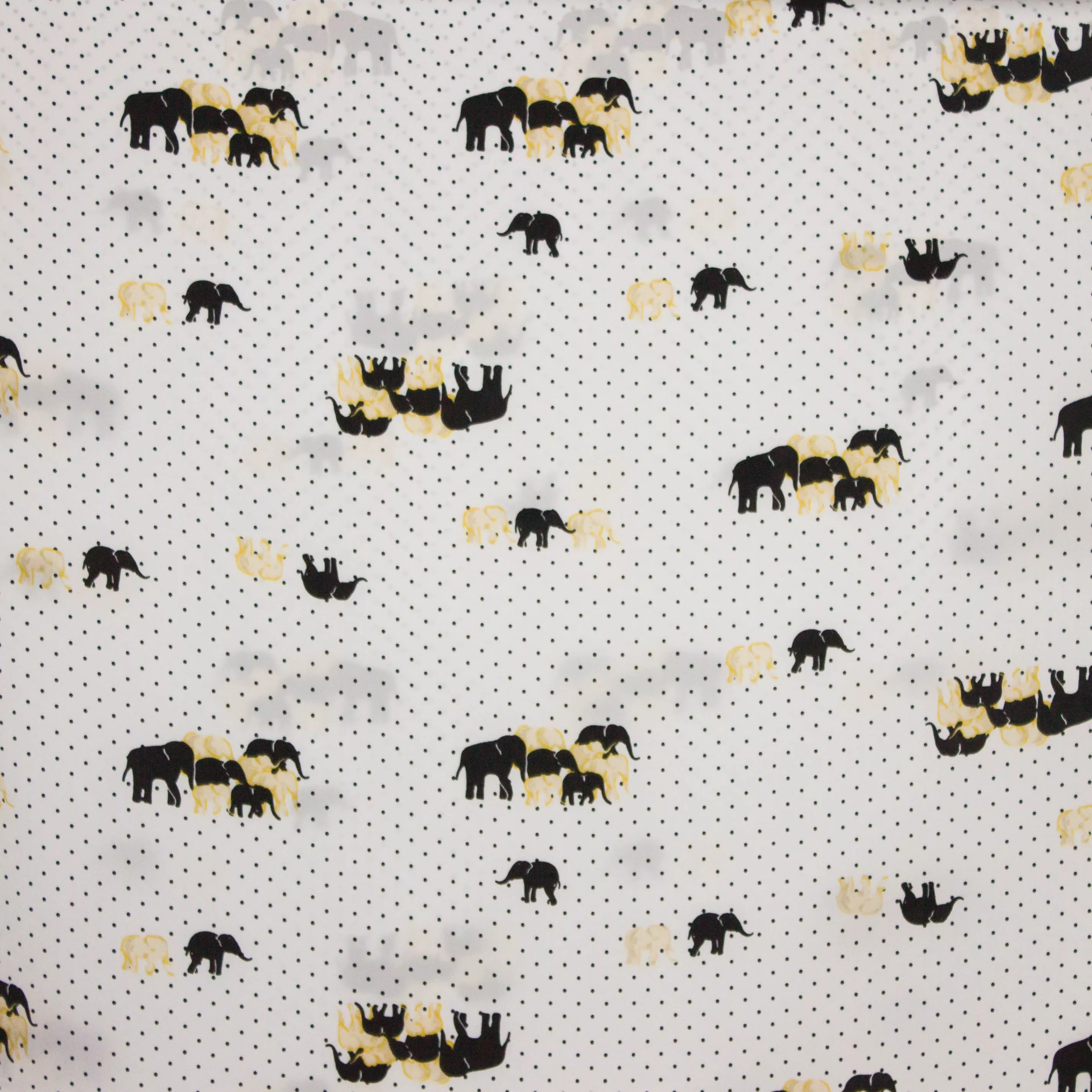 Polyester wit zwart polkadot olifanten